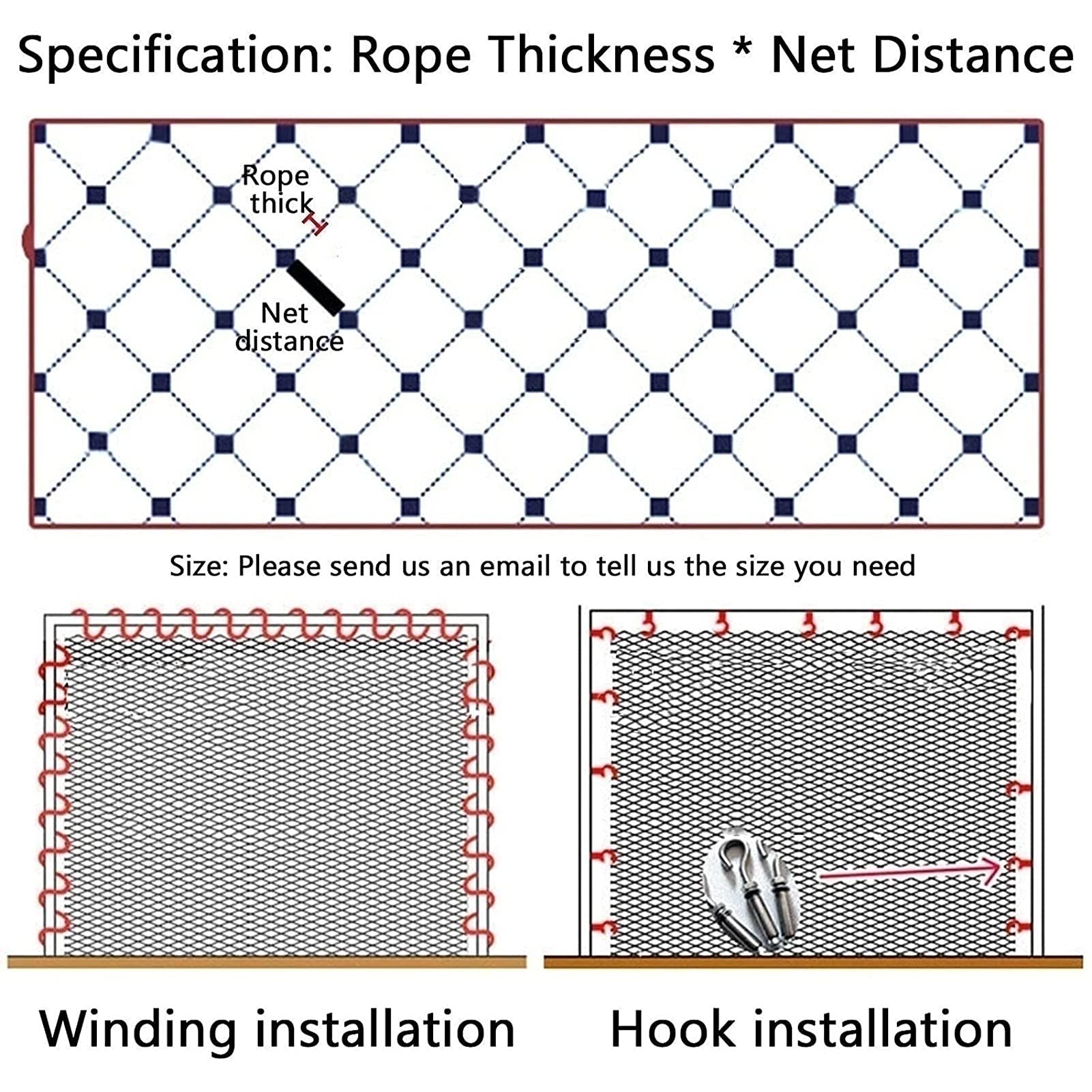 Child Safety Stair Protection Net - Heavy Duty 6mm Rope Balcony Anti-Fall Net for Toddlers (3×6m/10×20ft) | Outdoor Playground, Cargo Trailer & Home Staircase Safety Netting | Prevent Kids & Pets from Falling