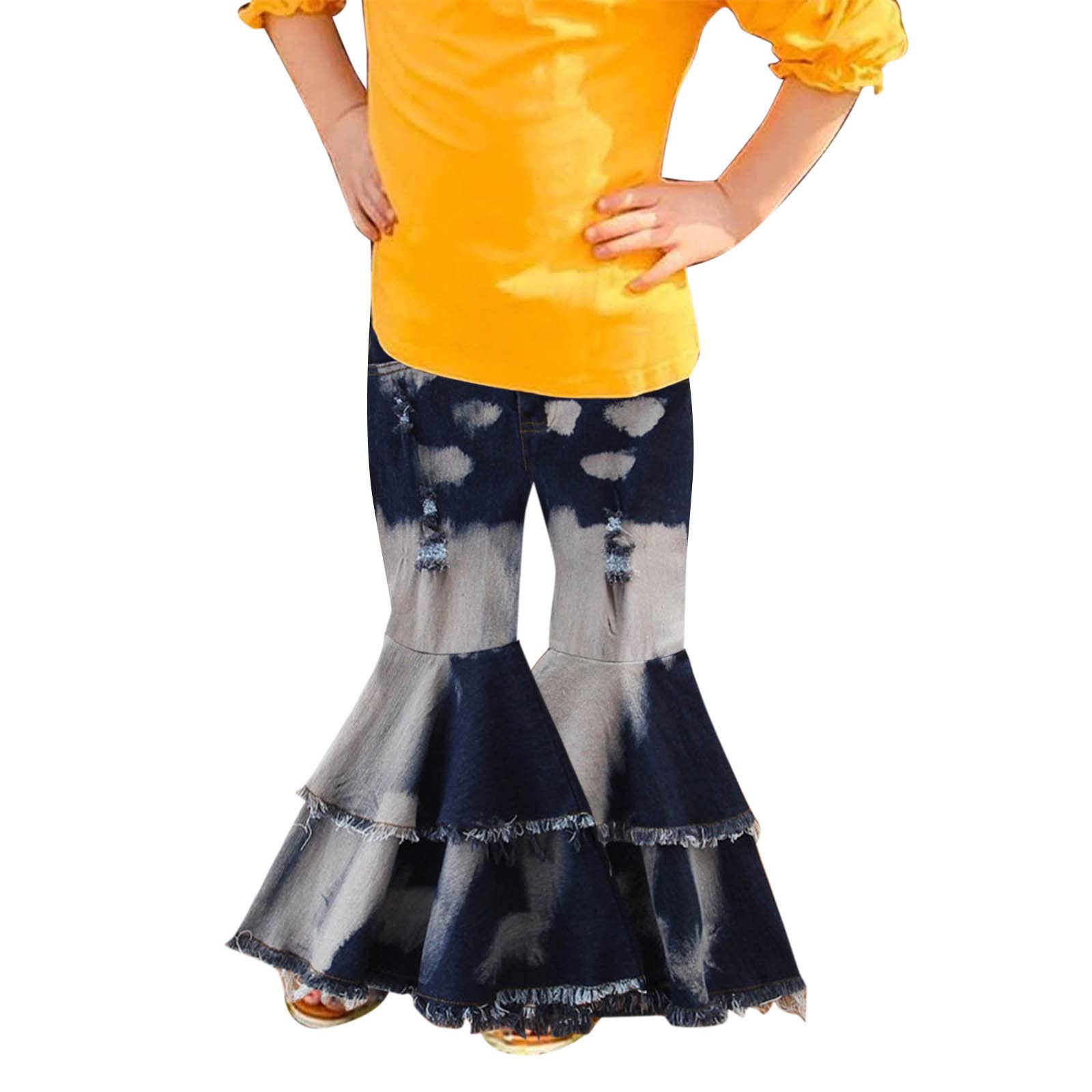 Girls' Bell Bottom Flare Jeans for Toddlers & Little Kids - Stretchy Denim Pants for Summer & Casual Wear - Perfect for Playdates, School & Everyday Outfits