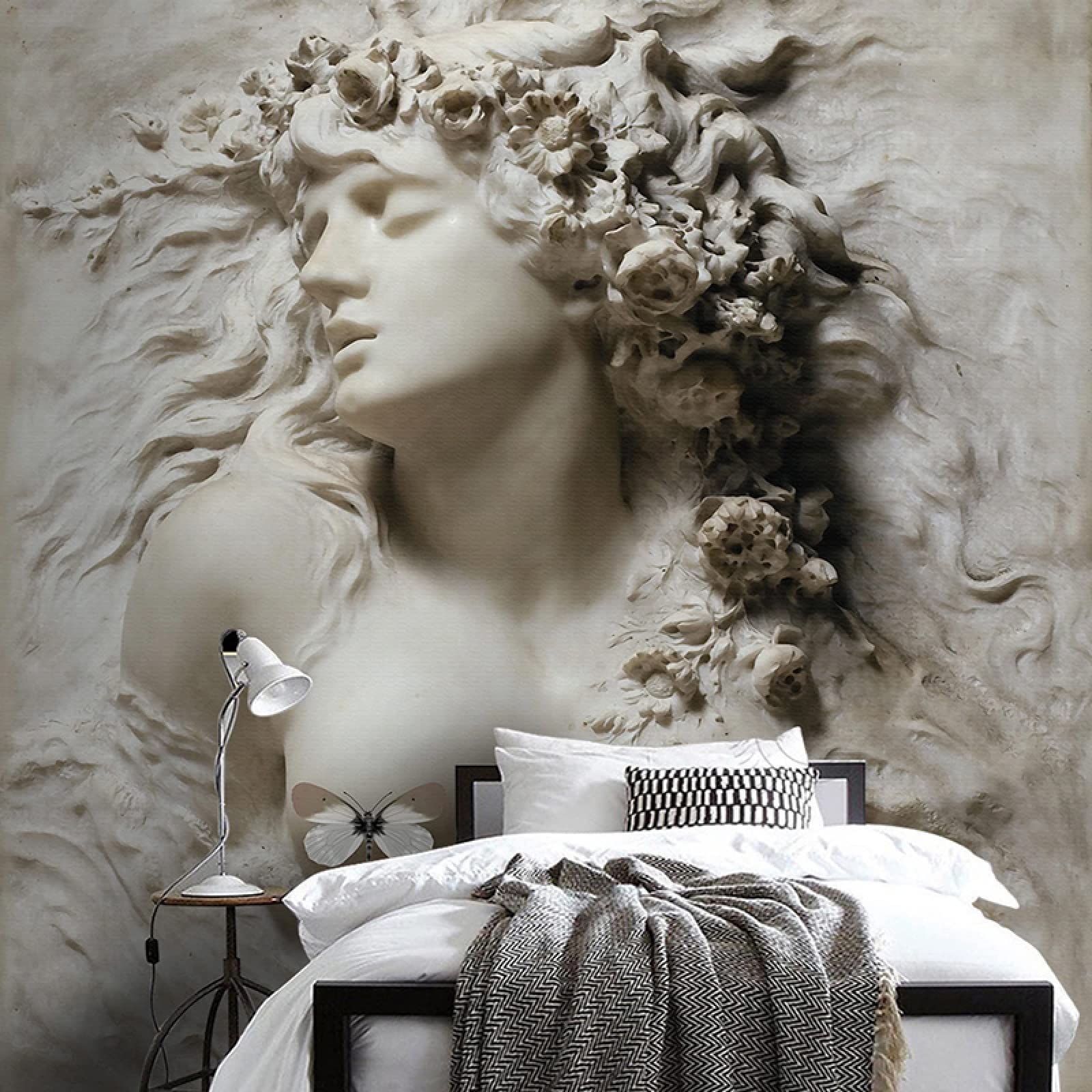 3D Embossed Gray Butterfly Wall Mural - Modern Sculpture Art Wallpaper for Living Room, Bedroom & TV Background - 173