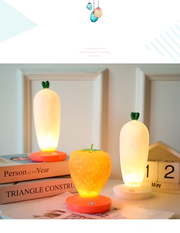 Radish-Shaped Night Light - Soft Silicone Touch Sensor Desk Lamp for Kids Room, Nursery, Bedroom & Bookshelf | Cute Cartoon Decor & Reading Light