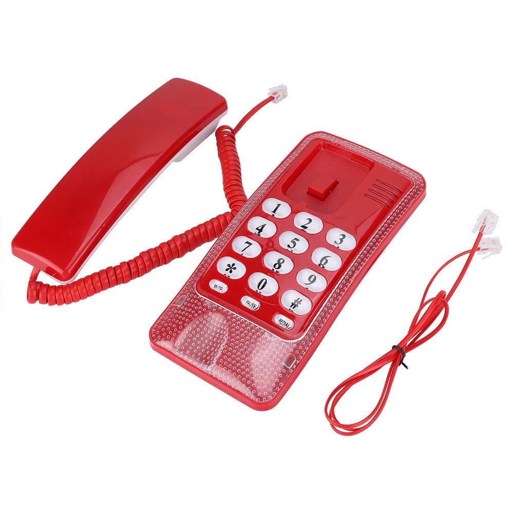 Wall Mount Landline Telephone - Corded Home Phone Extension for Hotel, Office & Home Use - No Caller ID - Available in Blue, White, Red (Red) - Durable & Easy Installation for Daily Communication