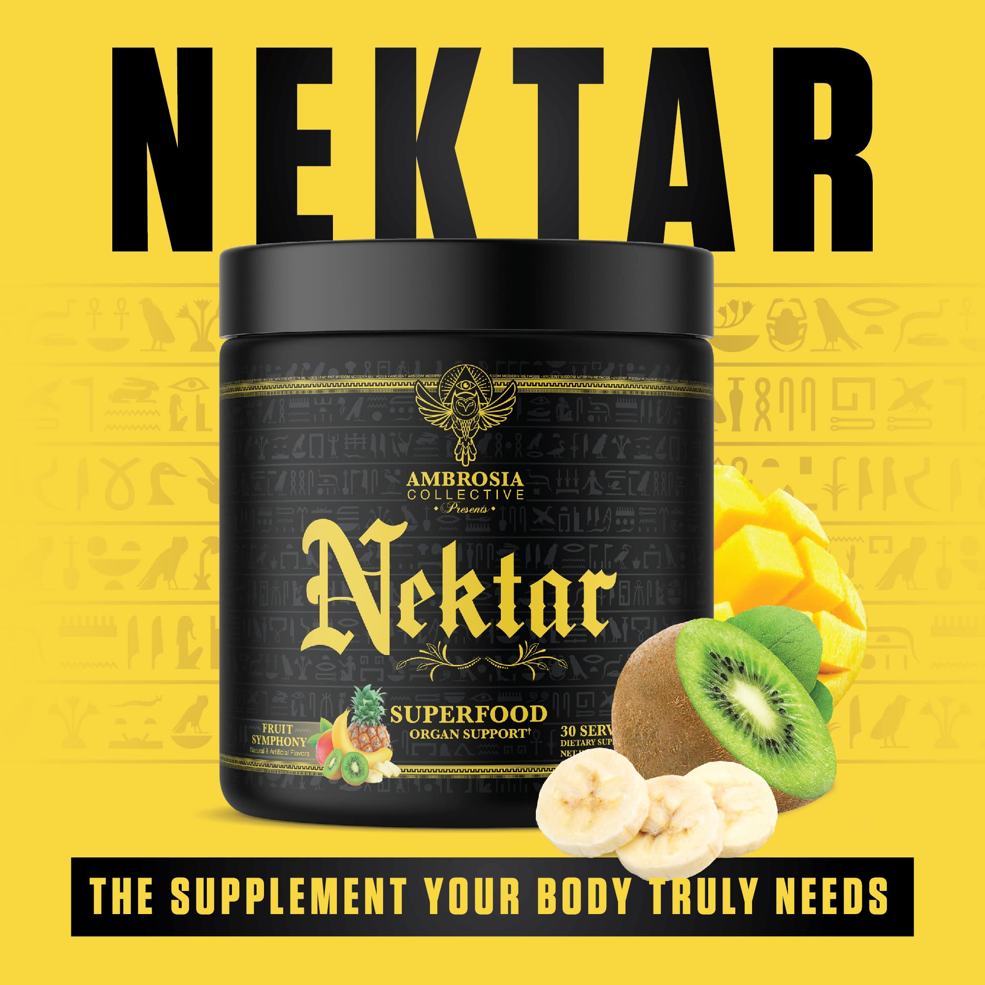 Ambrosia Nectar Superfood Powder - Organic Complete Health Supplement with Antioxidants | 30 Servings (Fruit Blend) | Boost Energy & Immunity for Busy Professionals & Athletes
