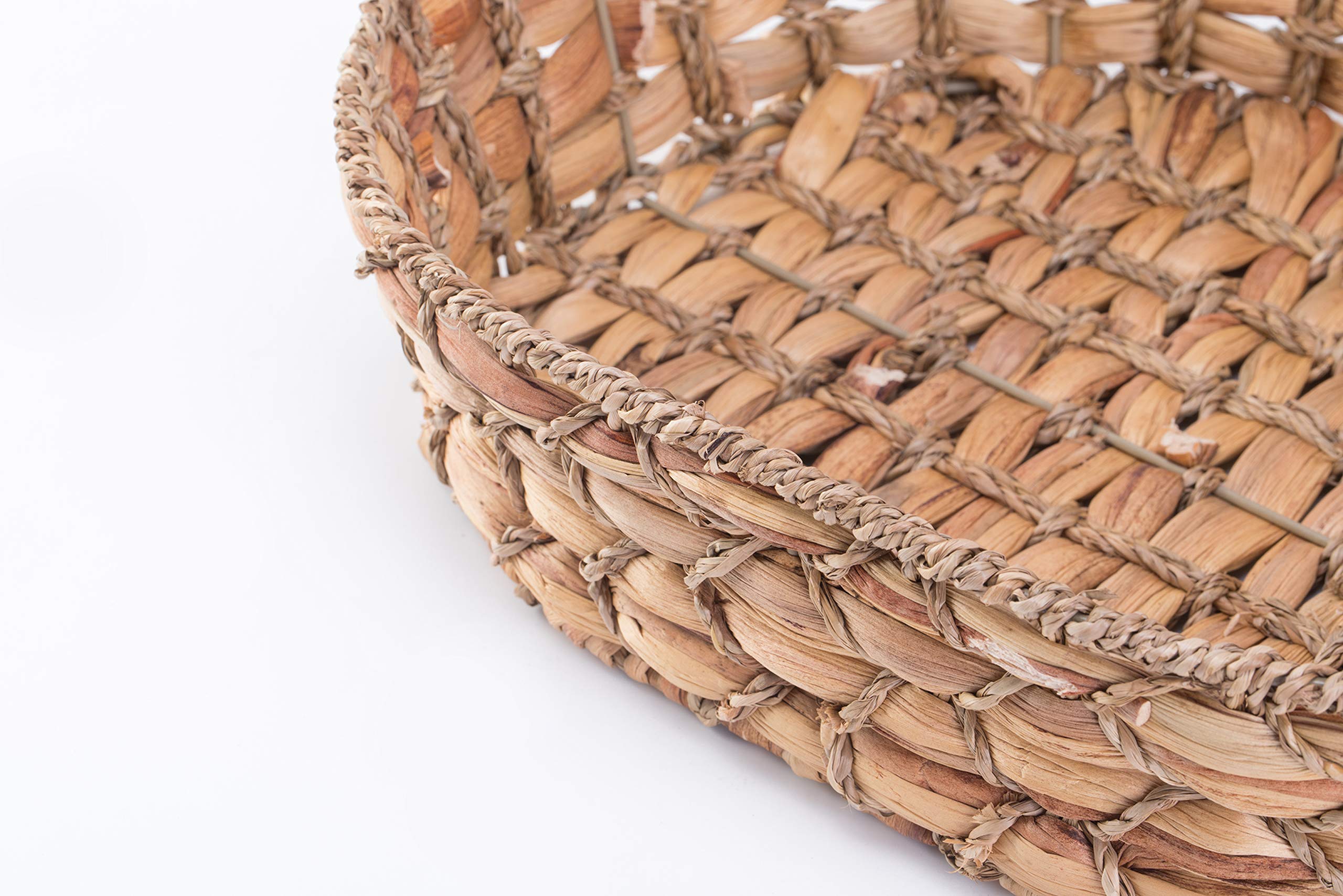 Vintiquewise Seagrass Fruit Bread Basket Tray with Handles - Set of 4 Large Natural Woven Storage Baskets for Kitchen, Dining Table, Picnic & Home Decor | Eco-Friendly Farmhouse Style