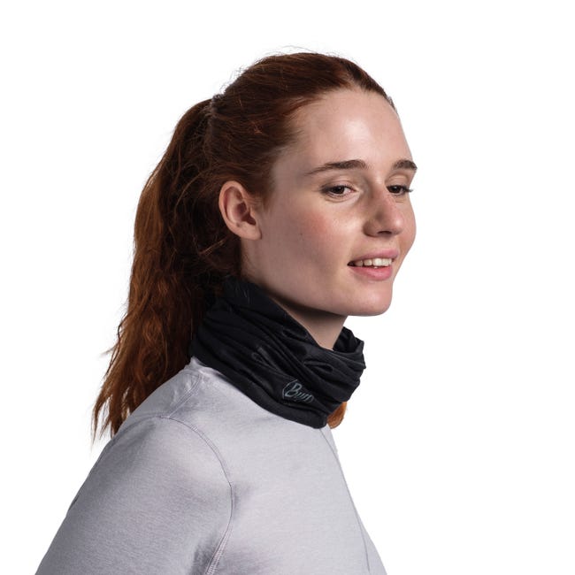 BUFF Coolnet UV Solid Black Neck Gaiter - Sun Protection & Cooling Scarf for Outdoor Activities, Hiking, Running, and Cycling