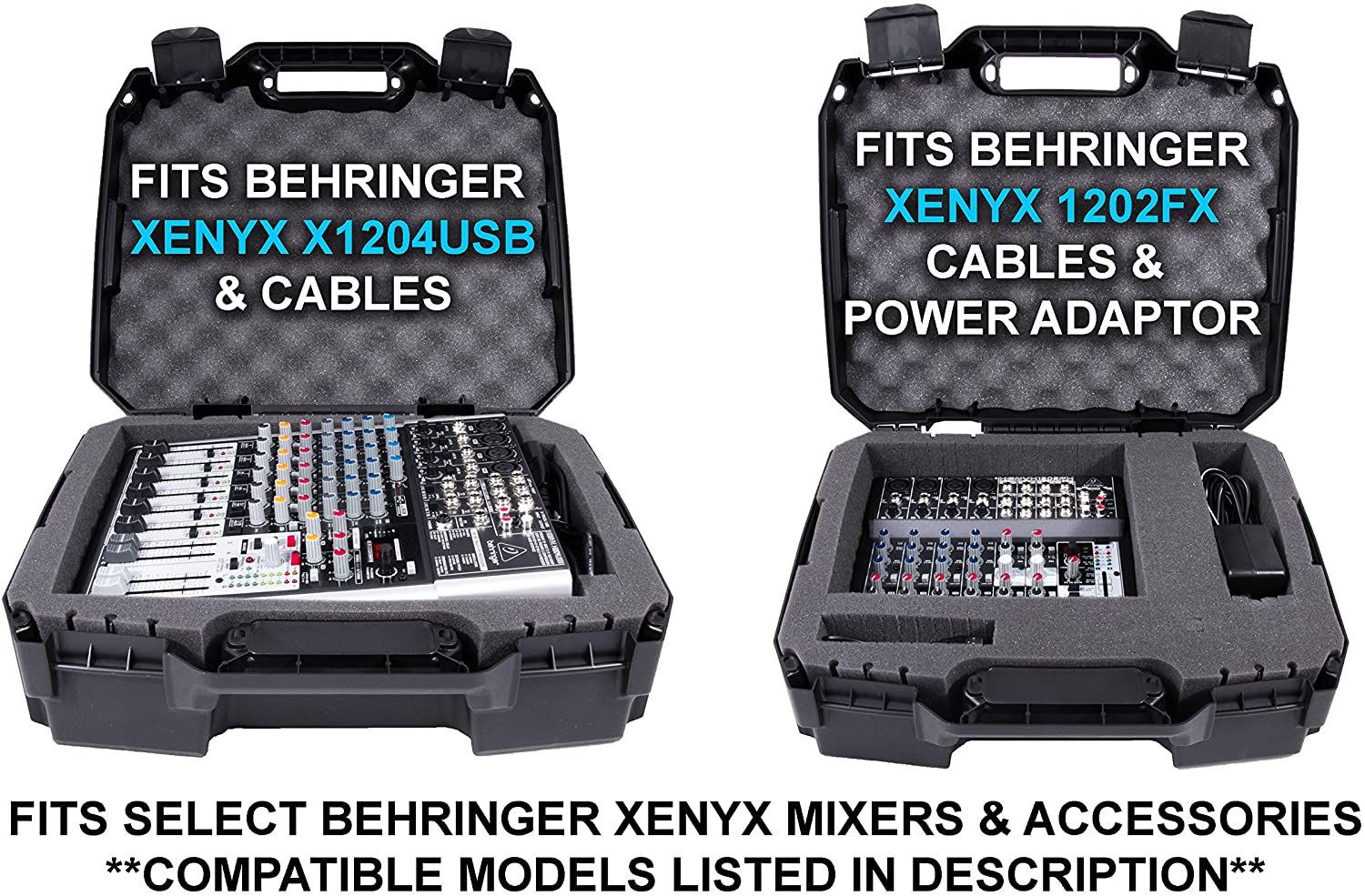 CASEMATIX 17-Inch Heavy Duty Hard Shell Mixer Travel Case - Compatible with Behringer Xenyx X1204USB, 1204USB, QX1204USB, Q1204USB, 1202FX, 1202, 802, Q802USB & More - Perfect for Studio, Live Performances & Road Travel