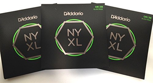 D'Addario NYXL 0838 Electric Guitar Strings - 3 Sets Super Light Gauge 08-38 | Perfect for Rock, Blues & Jazz Performances