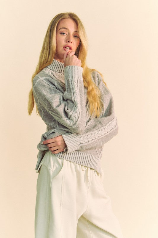 Davi & Dani Women's Cable Knit Turtleneck Sweater - Oversized Drop Shoulder Pullover for Fall & Winter | Cozy Casual Wear for Office, Dates & Holiday Outfits