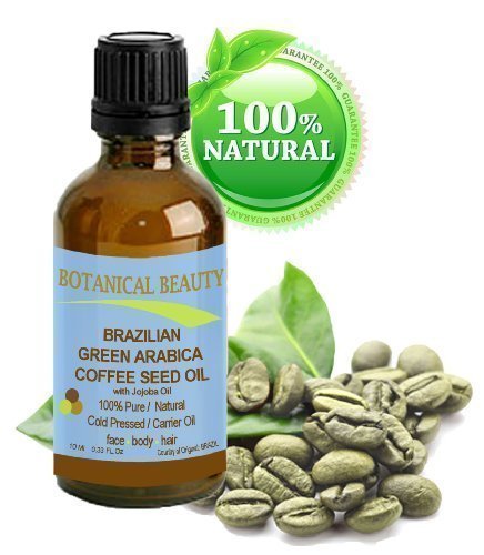 Pure Brazilian Green Arabica Coffee Oil - 100% Virgin Unrefined for Face, Skin, Hair & Nails - 0.33 Fl.oz (10ml) Natural Anti-Aging Treatment - Perfect for Daily Skincare & Haircare Routine