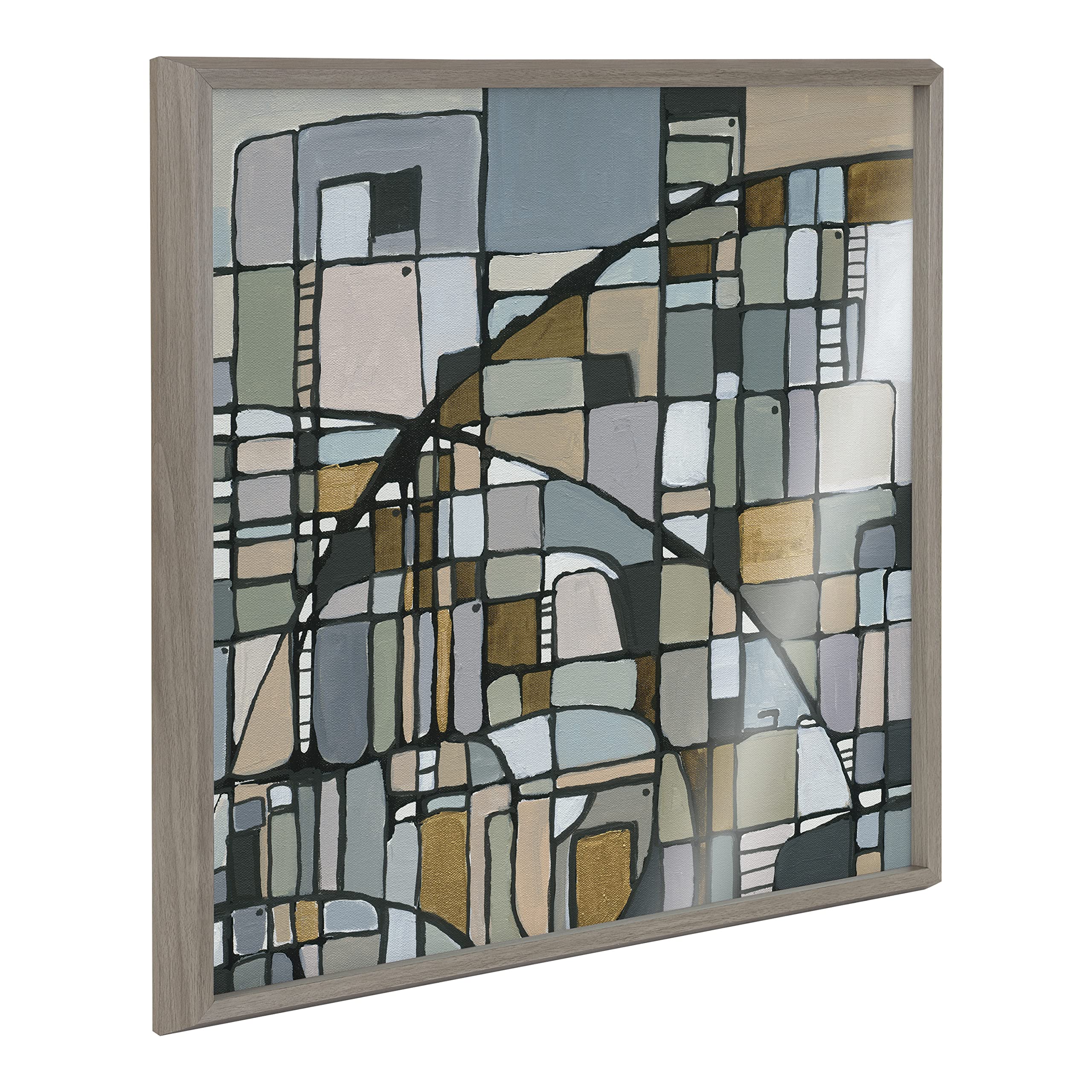 Kate & Laurel Blake Deco Nadeau 1 - 24x24 Framed Abstract Wall Art Print by Leah Nadeau in Gray | Modern Home & Office Decor | Perfect for Living Room, Bedroom or Gallery Wall