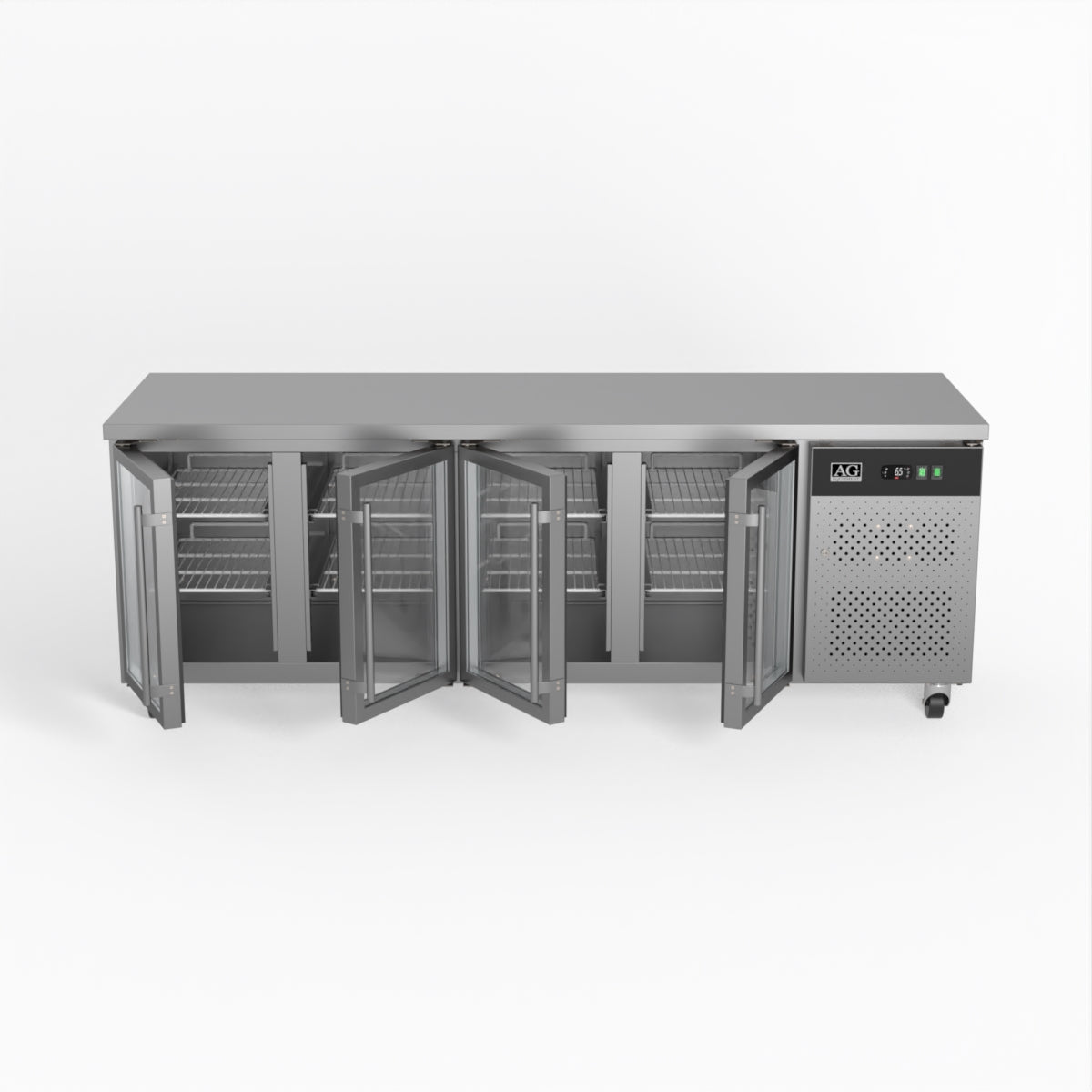 AG 4 Glass Door Commercial Worktop Refrigerator - Under Counter Fridge for Restaurants, Bars & Kitchens | Perfect for Food Storage & Beverage Cooling