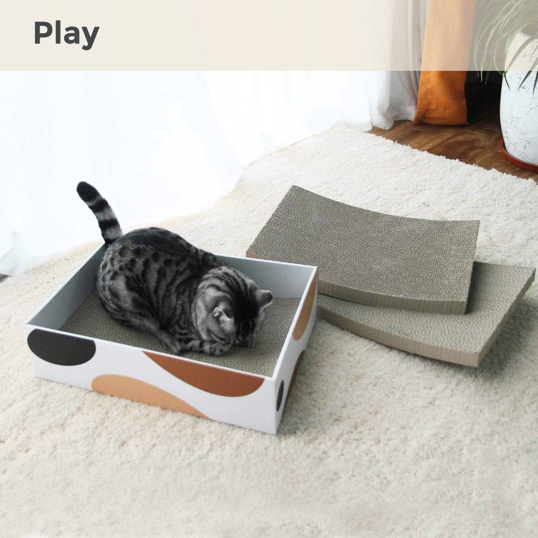 ComSaf Large Cardboard Cat Scratcher Box - 17