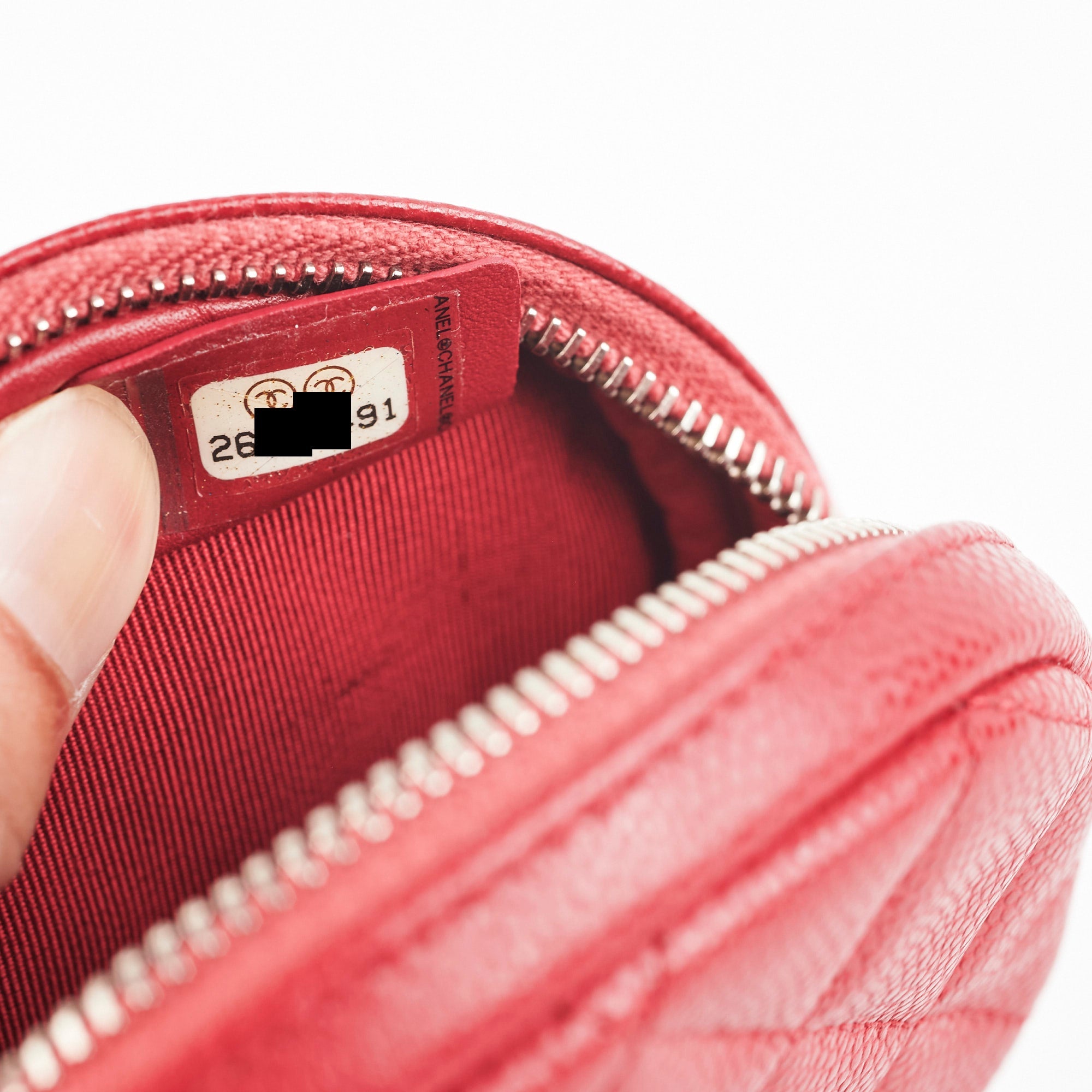 Chanel Round Red Caviar Leather Coin Purse - Luxury Small Wallet for Women - Perfect for Parties, Travel & Everyday Use