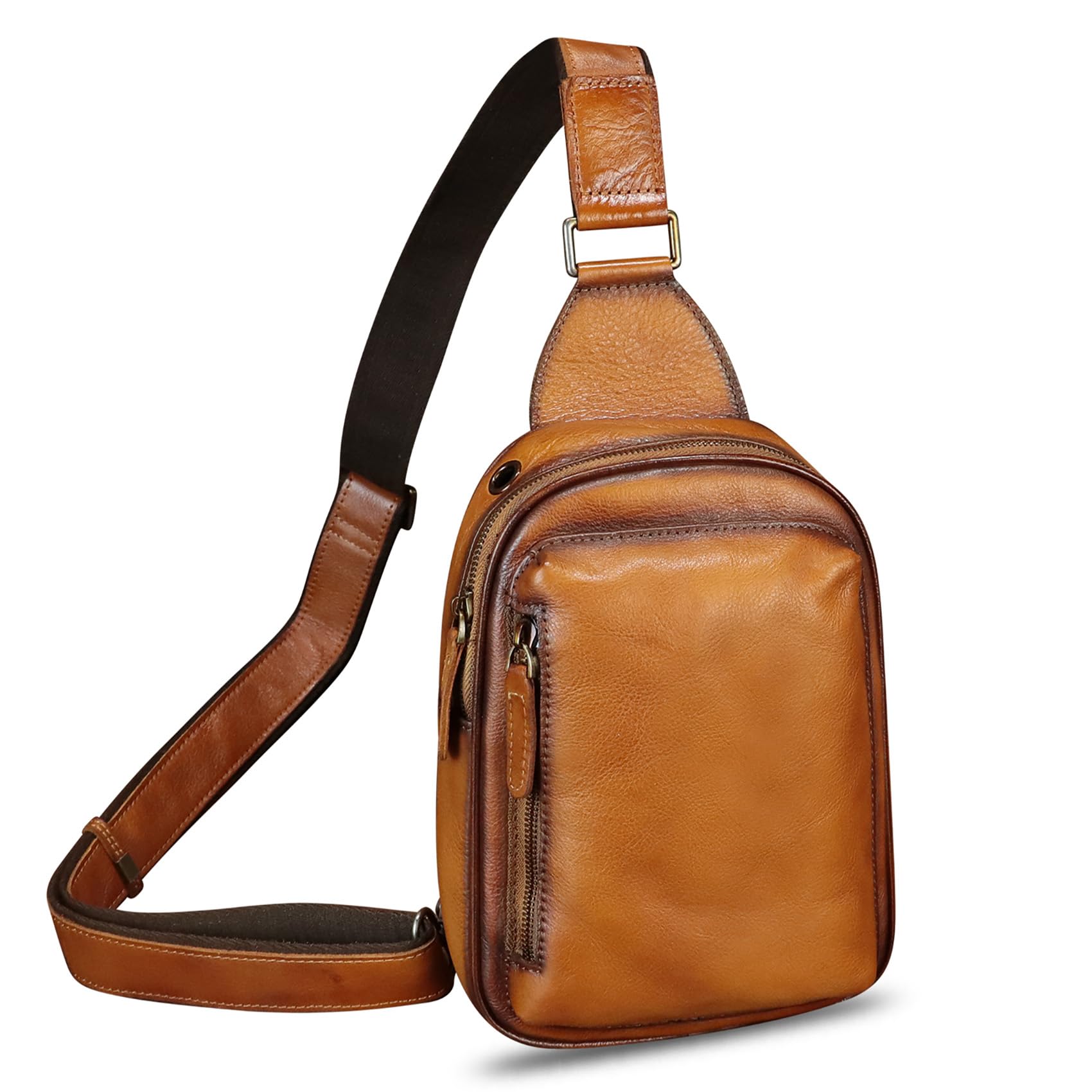 LRTO Genuine Leather Crossbody Sling Bag for Women & Men - Compact Chest Bag & Travel Backpack for Hiking, Sports, Gym, Work & Daily Use