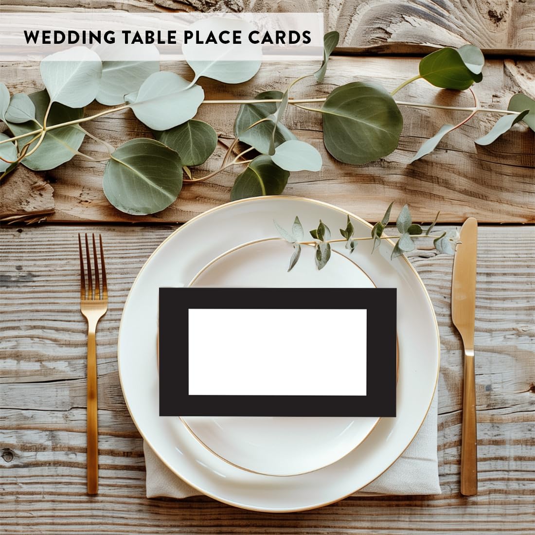 Andaz Press Printable Table Tent Place Cards - 20-Pack Formal Black & White Blank Name Cards for Wedding, Baby Shower, Graduation | Perfect for Seat Placements, Table Settings & Food Labeling at Events