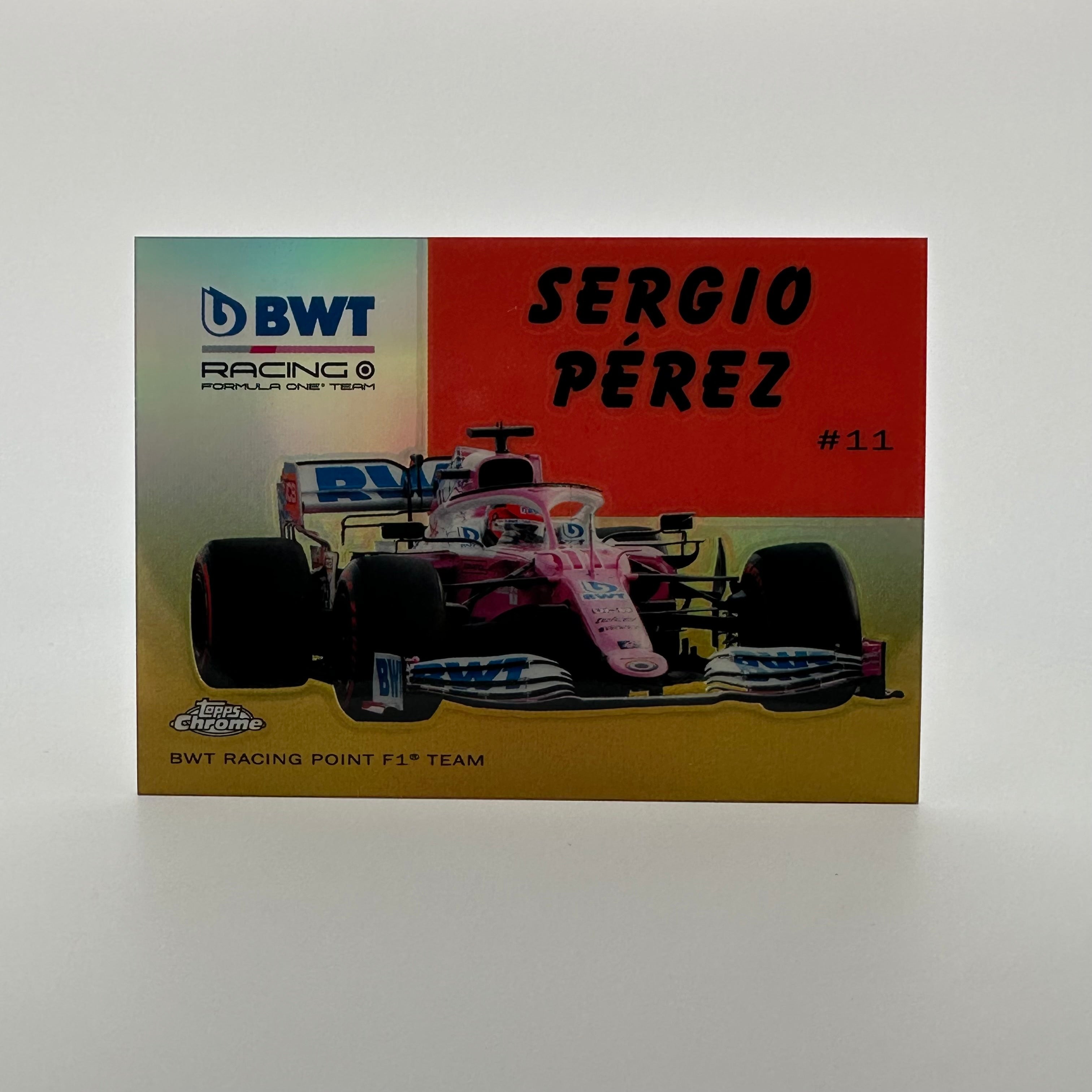 2020 Topps Chrome F1 Sergio Perez #54W 10 Gold Card - Collectible Racing Memorabilia for F1 Fans and Sports Card Enthusiasts | Perfect for Display, Trading, and Gifts