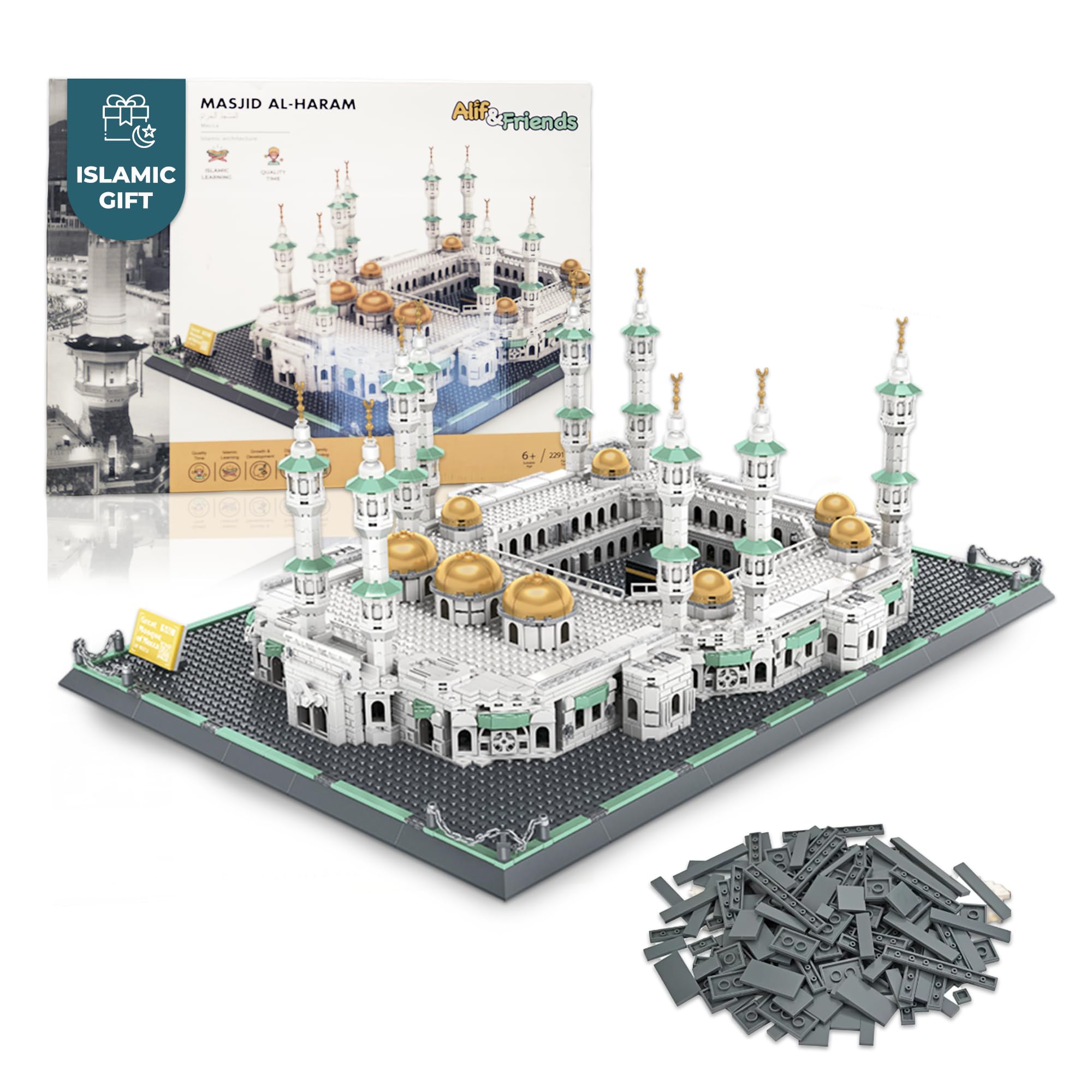 Alif and Friends Masjid Al Haram Building Blocks Set - 2000+ Pieces Islamic Educational Toy, Perfect Eid Gift for Kids | Mecca Grand Mosque Model for Creative Play & Islamic Learning