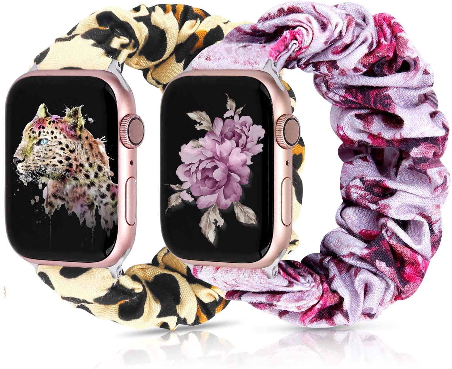 Moretek Scrunchie Watch Bands for Apple Watch 38mm 40mm - Soft Patterned Fabric Sport Replacement Strap Compatible with iWatch Series 6/5/4/3/2/1/SE - Perfect for Workouts, Yoga & Everyday Fashion Accessory