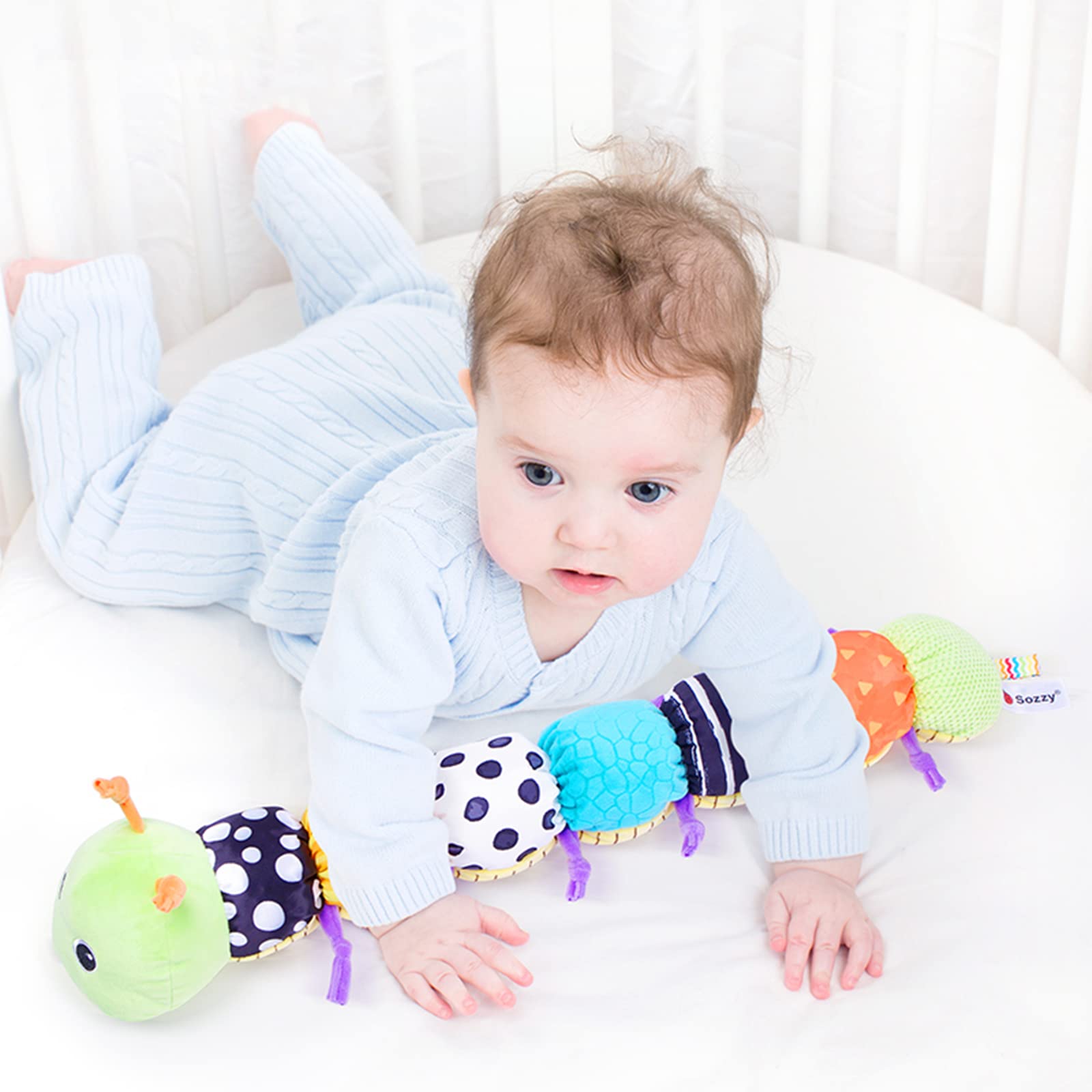 Best Baby Toys for 6-12 Months - Musical Caterpillar Stuffed Animal with Ruler Design, Bell Rings, Crinkle & Rattle Sounds - Developmental Sensory Toys for Newborn Boys & Girls 0-12 Months - Perfect for Tummy Time, Early Learning & Playtime