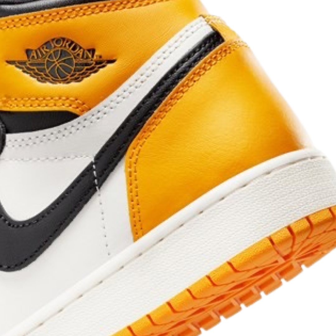 Air Jordan 1 High GS Sneakers - Yellow Taxi & Black White Colorway | Basketball Shoes for Women & Girls | Perfect for Court Play & Streetwear Fashion