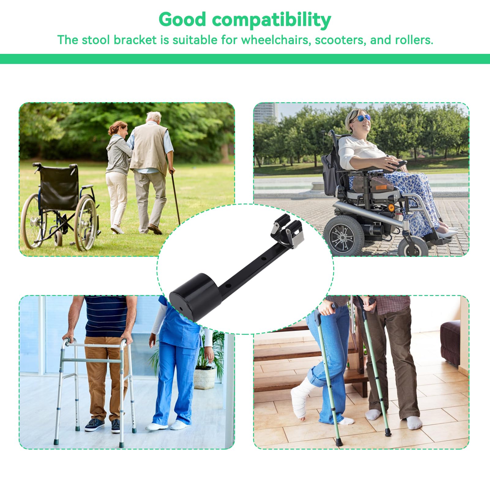 Mobility Scooter Cane Holder - Adjustable Walking Cane Stand for Wheelchair & Walker - Durable Disability Accessories for Elderly & Handicapped (Perfect for Daily Use, Travel & Outdoor Activities)