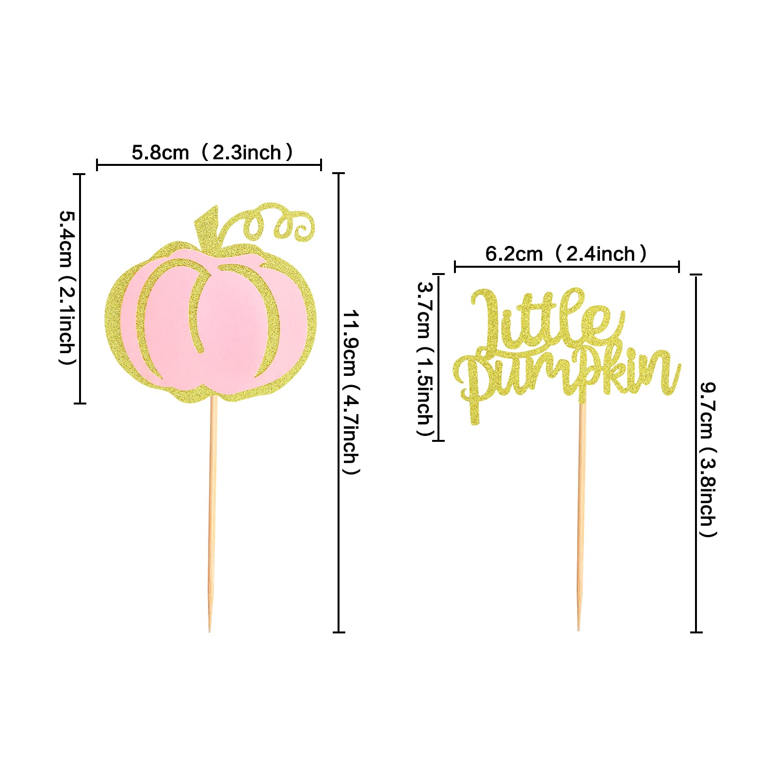 24 Pack Pink Pumpkin Cupcake Toppers - Adorable Baby Shower Decorations, Birthday Party Supplies, Gender Reveal Cake Decor - Perfect for Halloween, Fall Celebrations & Themed Desserts