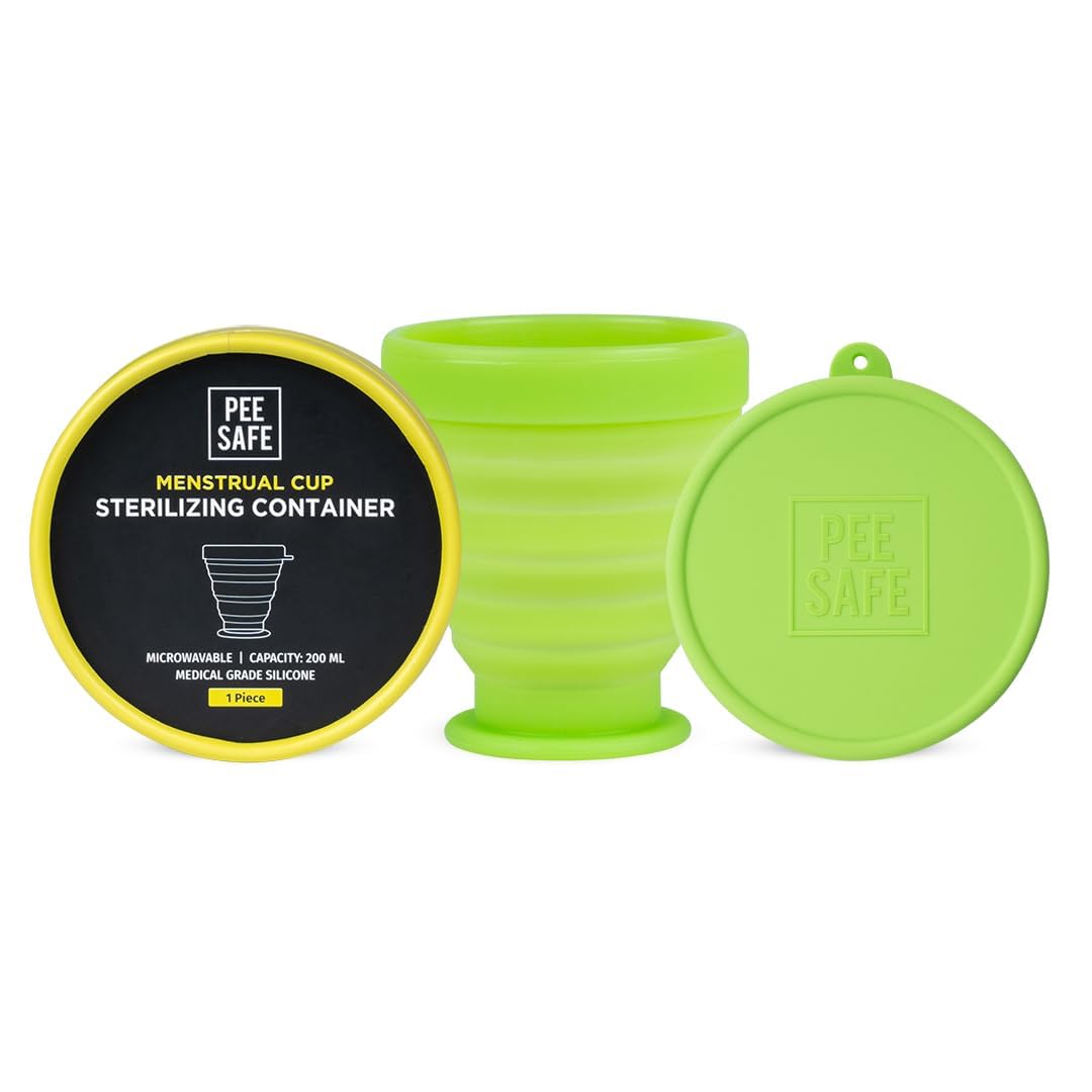Pee Safe Menstrual Cup Sterilizer Container - Medical Grade Silicone, Microwave Safe & Travel Friendly | Pack of 1 | Hygienic Sanitizer for Women's Menstrual Cups | Perfect for Home, Office & Travel Use