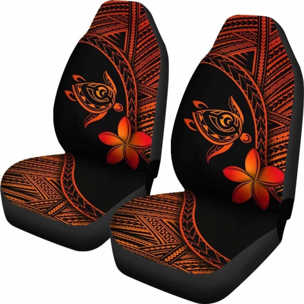 Premium Alohawaii Car Seat Covers - Hawaii Turtle Plumeria Orange Design - Universal Fit for Cars, SUVs & Trucks - Perfect for Beach Trips & Tropical Vacations