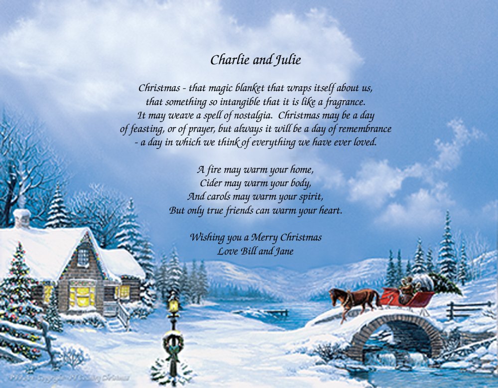 Personalized Christmas Poetry Gift - Custom Poem on Rustic Country Holiday Background - Perfect for Holiday Gifts, Stocking Stuffers & Festive Home Decor