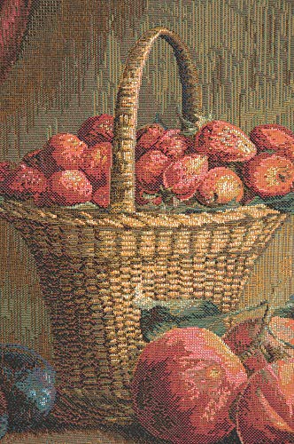 Charlotte Home Furnishings Strawberry French Tapestry Wall Hanging - 29x38 Inch Viscose Cotton Polyester Blend Wall Art for Living Room, Bedroom & Kitchen Decor | Farmhouse Style Home Decoration