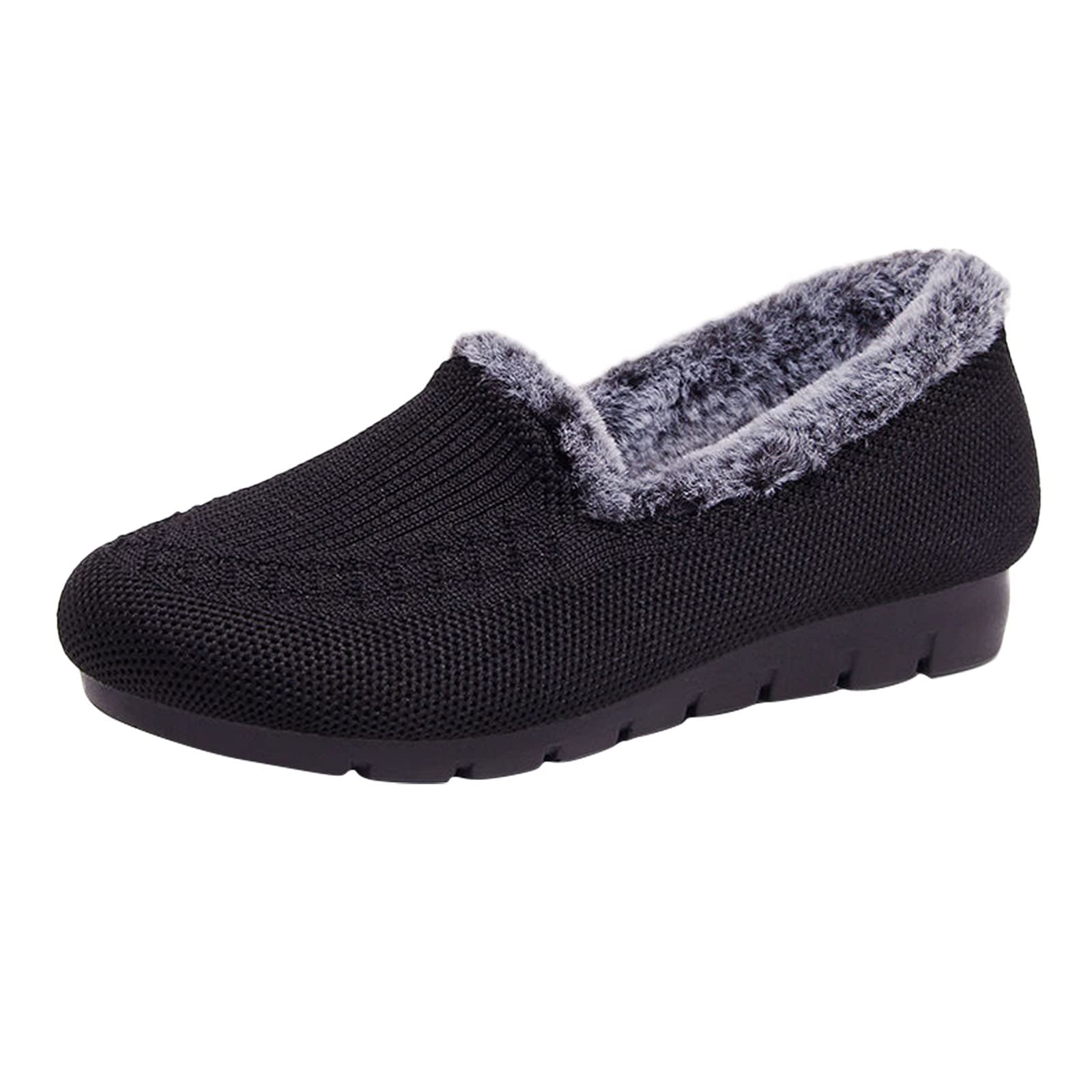 Cyddersly Women's Round Toe Velvet Flat Shoes - Warm Winter & Spring Casual Slip-Ons for Women & Men | Perfect for Daily Wear, Office, and Outdoor Activities