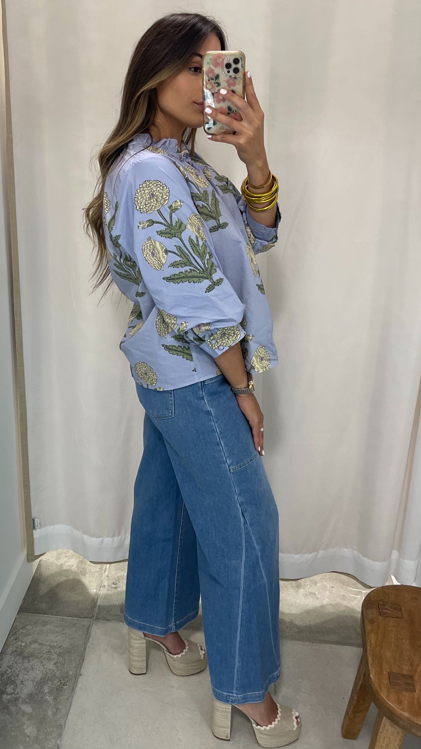 Cici Blue Floral Blouse Women's Fashion Top - Elegant Floral Print Shirt for Spring Summer Outfits | Perfect for Office, Date Night & Casual Wear