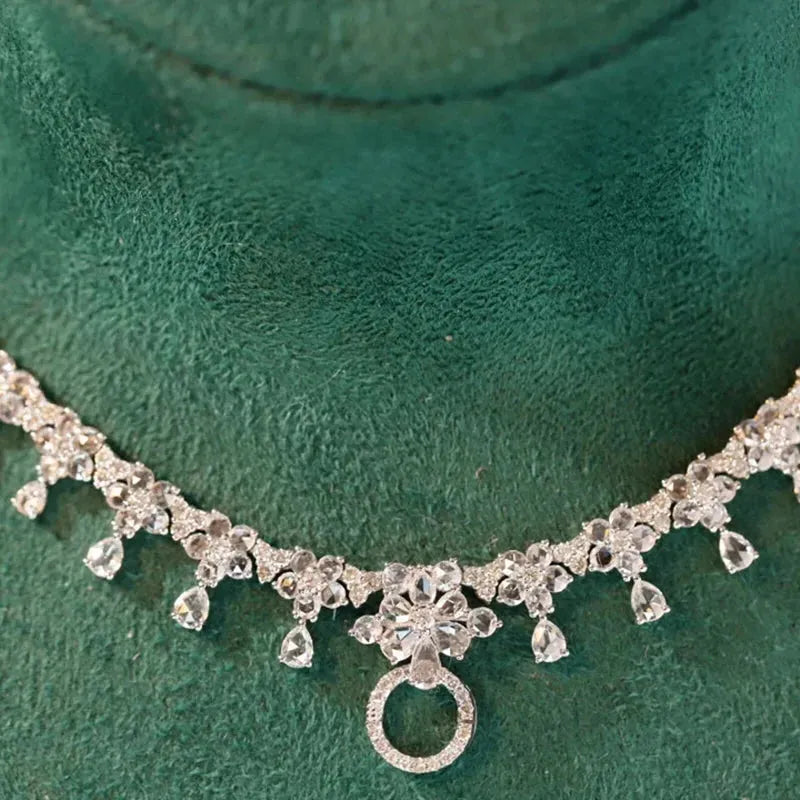 18K White Gold 5.0ct Real Diamond Luxury Necklace for Women - Perfect for High-Class Banquets, Parties & Special Occasions | Aazuo Premium Jewelry