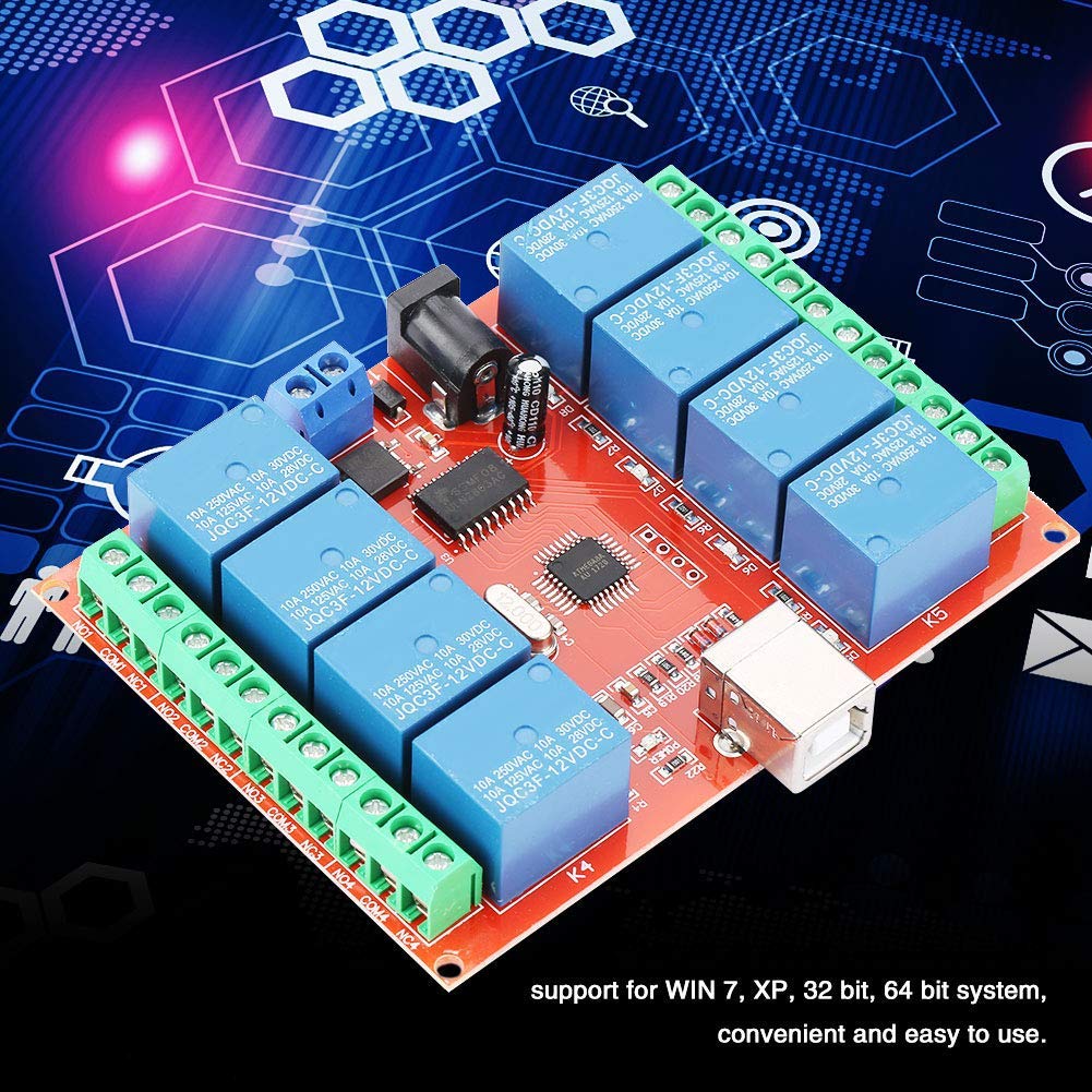8-Channel 12V USB Relay Module for PC Control - Home Automation