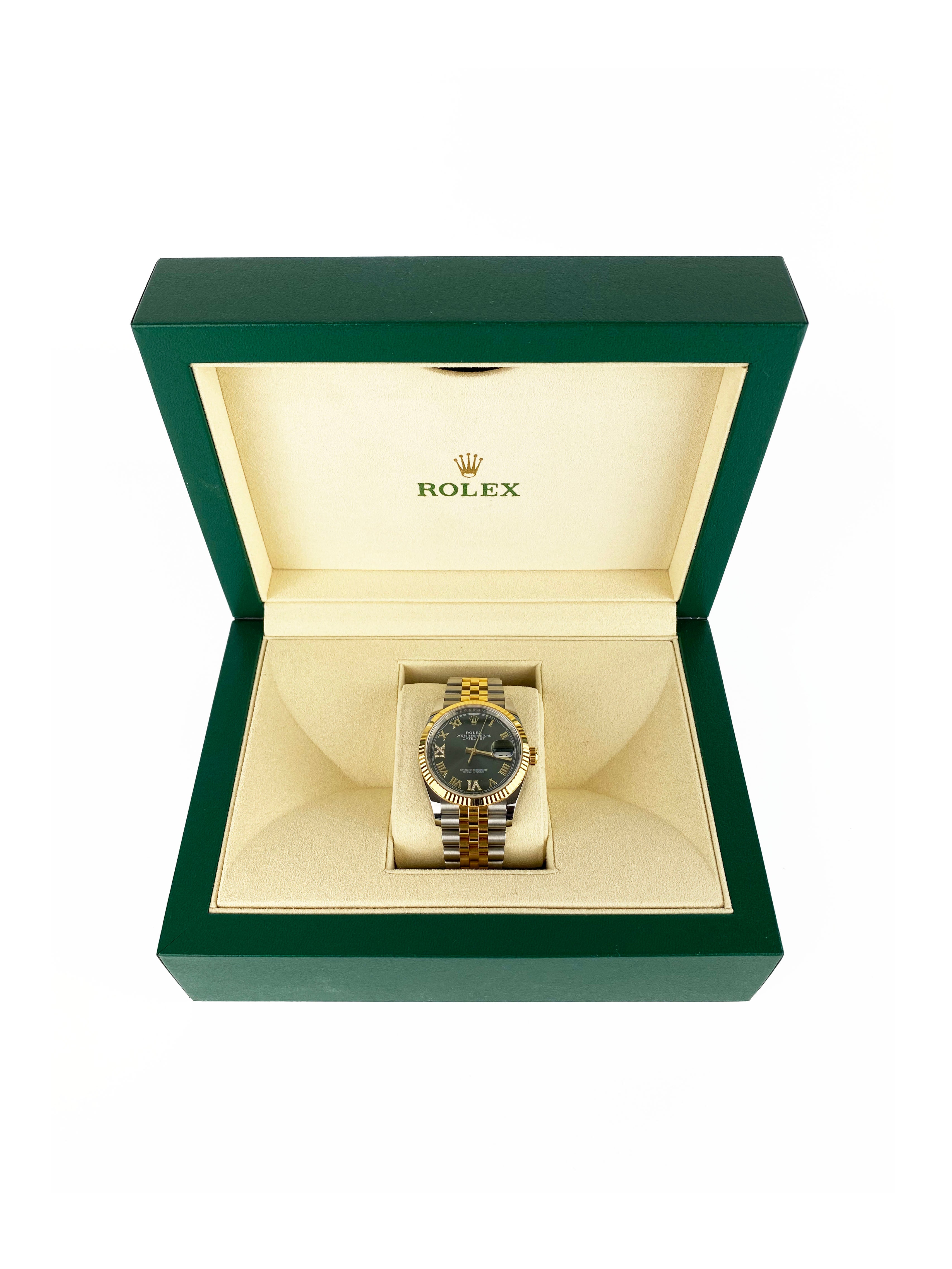 Rolex Datejust 36 Men's Watch - 18K Yellow Gold & Olive Green Dial - Oyster Perpetual Automatic Luxury Watch for Business, Gifts & Special Occasions