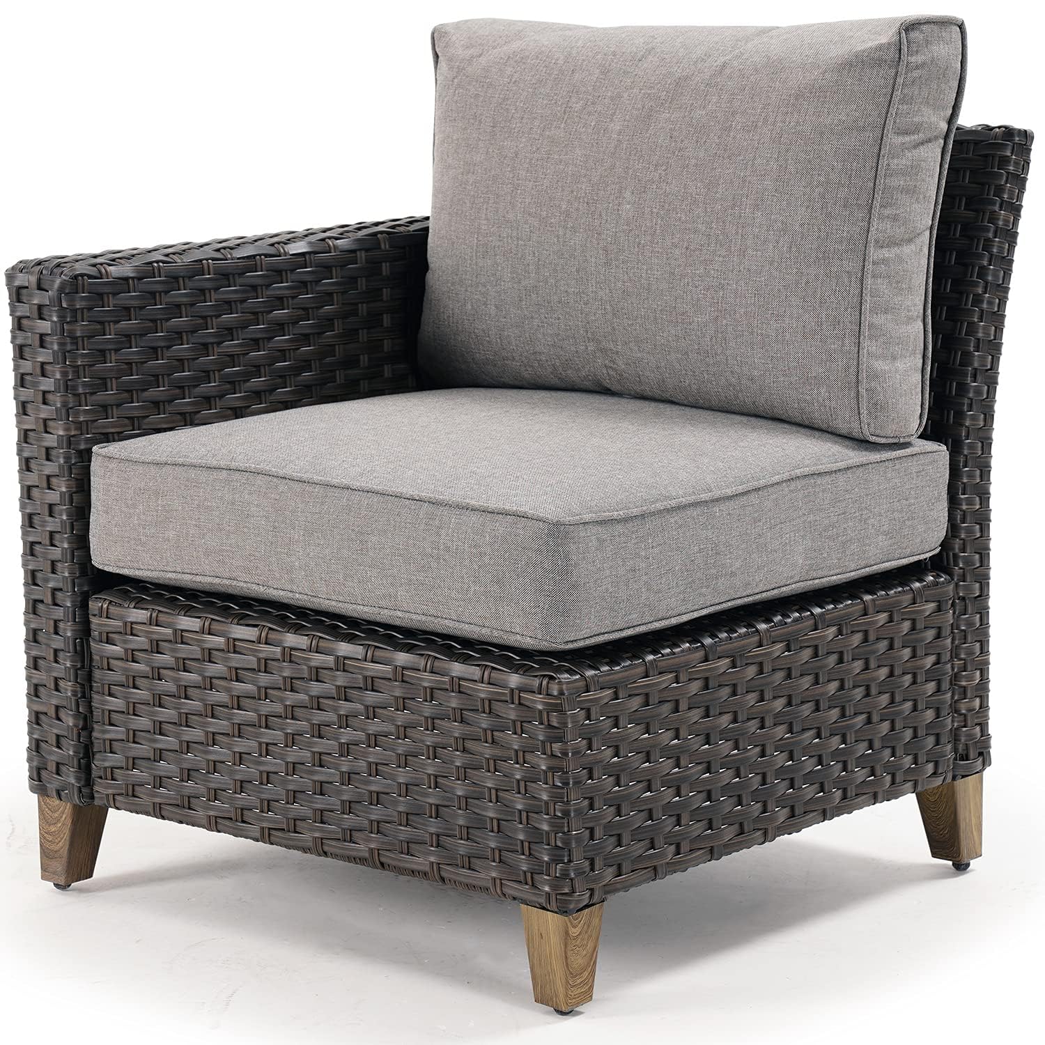 Outdoor Wicker Sectional Sofa Set with Thick Cushions - Modular Patio Furniture for Deck, Porch, Poolside & Garden - Right Arm Sofa - Perfect for Relaxing, Entertaining & Outdoor Lounging