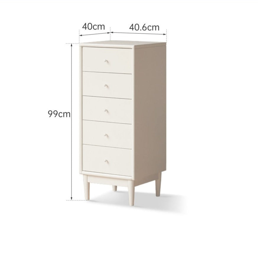 Solid Poplar Wood Chest of Drawers - Vintage Cream Storage Cabinet for Bedroom, Living Room & Office Organization