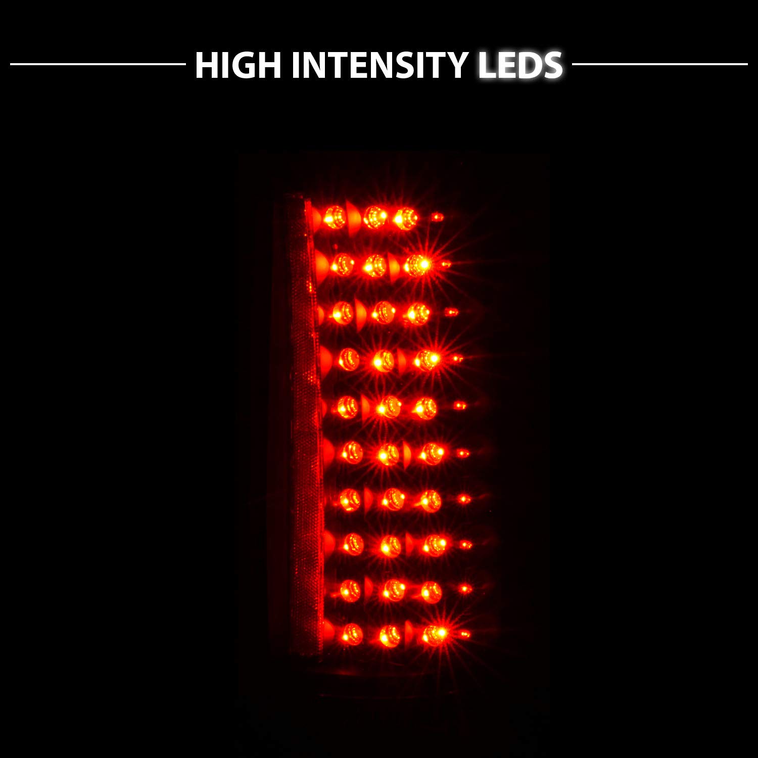 AmeriLite Black LED Tail Lights Replacement for Chevy Tahoe, Suburban, GMC Yukon - Left & Right Side Pair - Durable, Bright, Easy Installation for Enhanced Nighttime Safety