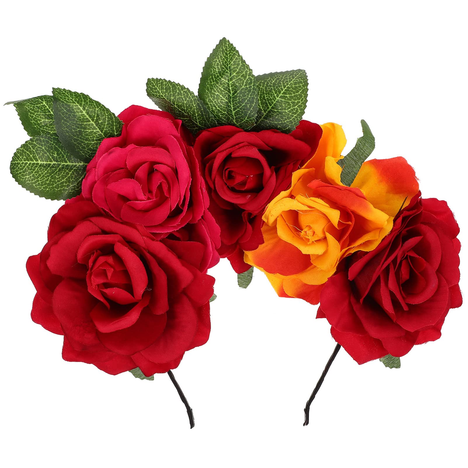 FRCOLOR Rose Skull Headband - Mexican Flower Hair Accessories for Women, Party Costume Headpiece, Beach Resort Hat Band, Boho Festival Headdress - Perfect for Halloween, Cosplay, and Summer Vacations