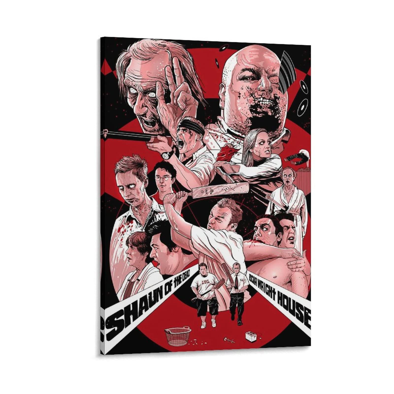 Shaun of The Dead Horror Movie Poster - Premium Canvas Wall Art Decor 24x36inch (60x90cm) - Perfect for Living Room, Bedroom, Home Theater & Horror Fan Gifts