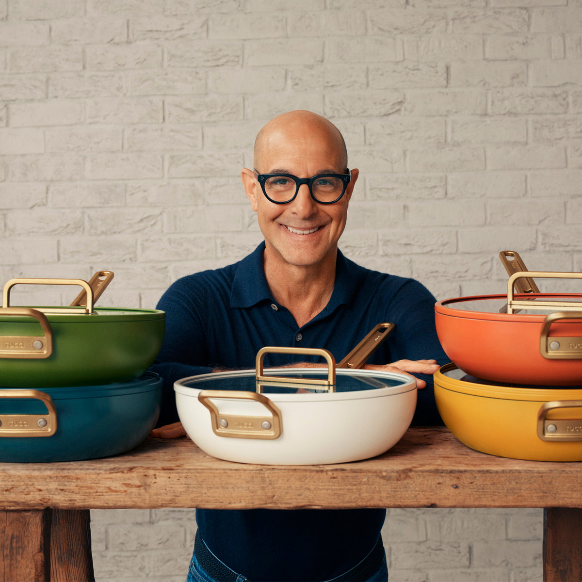 Stanley Tucci™ Ceramic Nonstick 4.5 Quart Saucepan with Lid | Healthy Cooking, Pasta & Soups | Eco-Friendly Tuscan Olive Green Cookware for Home Kitchen