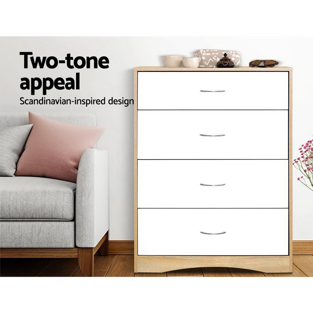 4 Drawer Tallboy Dresser - Solid Wood Chest of Drawers for Bedroom Storage & Organization | Perfect for Home, Office, or Dorm Room Furniture