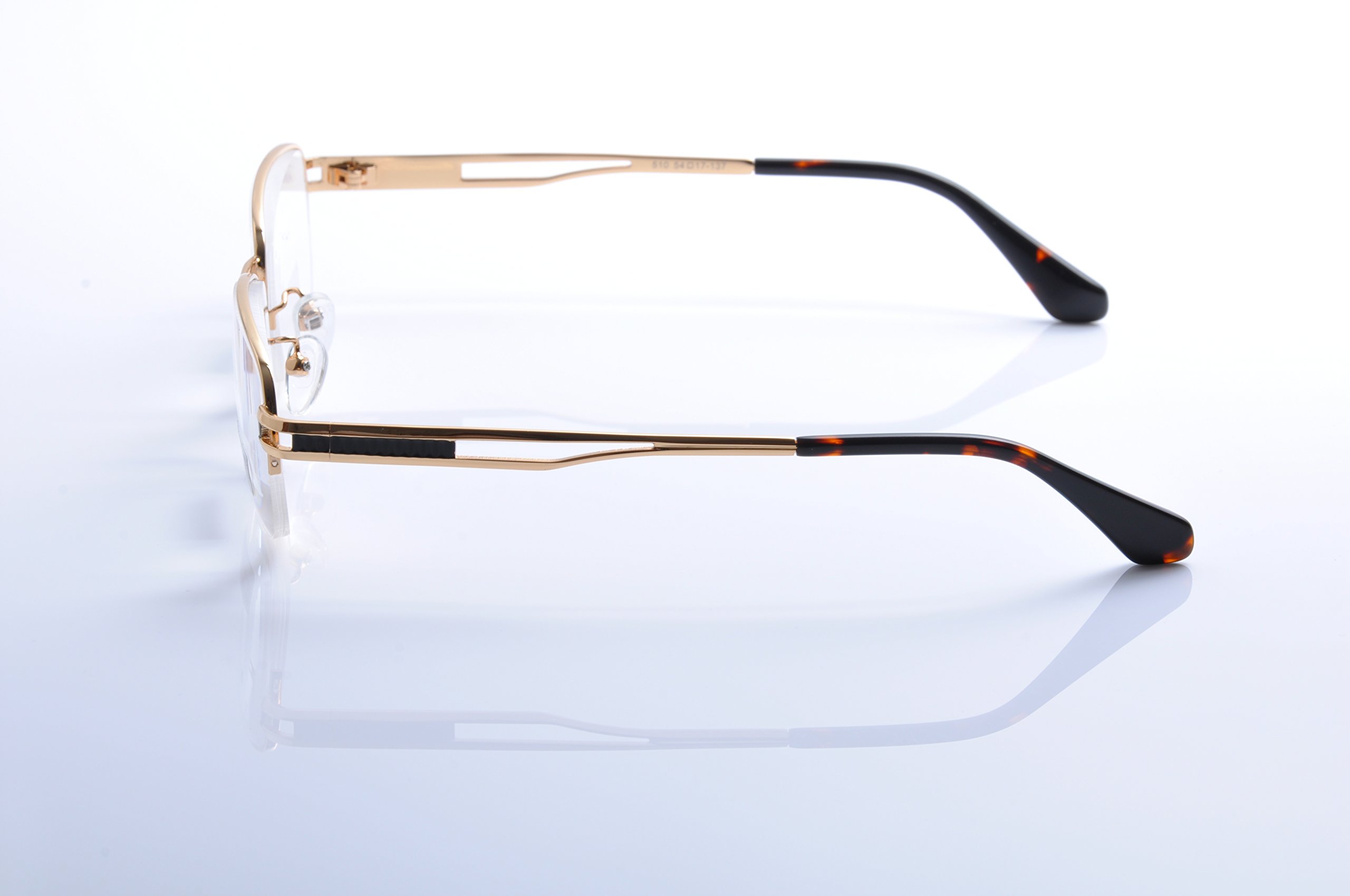 De Ding Men Women Metal Half Frame Reading Glasses - Lightweight Blue Light Blocking Readers for Office, Reading & Computer Use