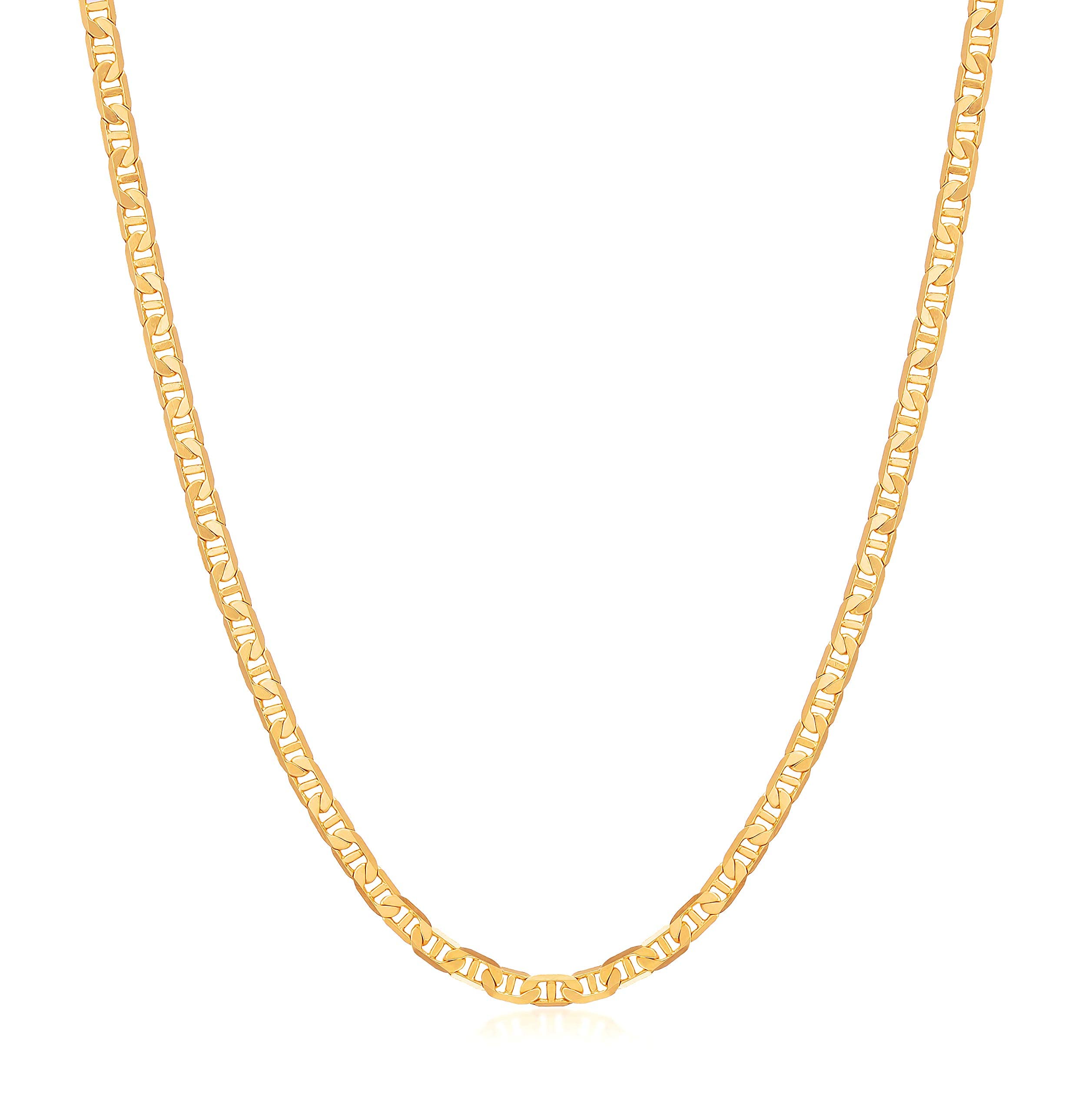 Barzel 18K Gold Plated Mariner Chain Necklace for Women - Flat Marina Link Necklace, Dainty Gold Layering Jewelry for Everyday Wear, Gift for Her, Anniversary & Birthday Present