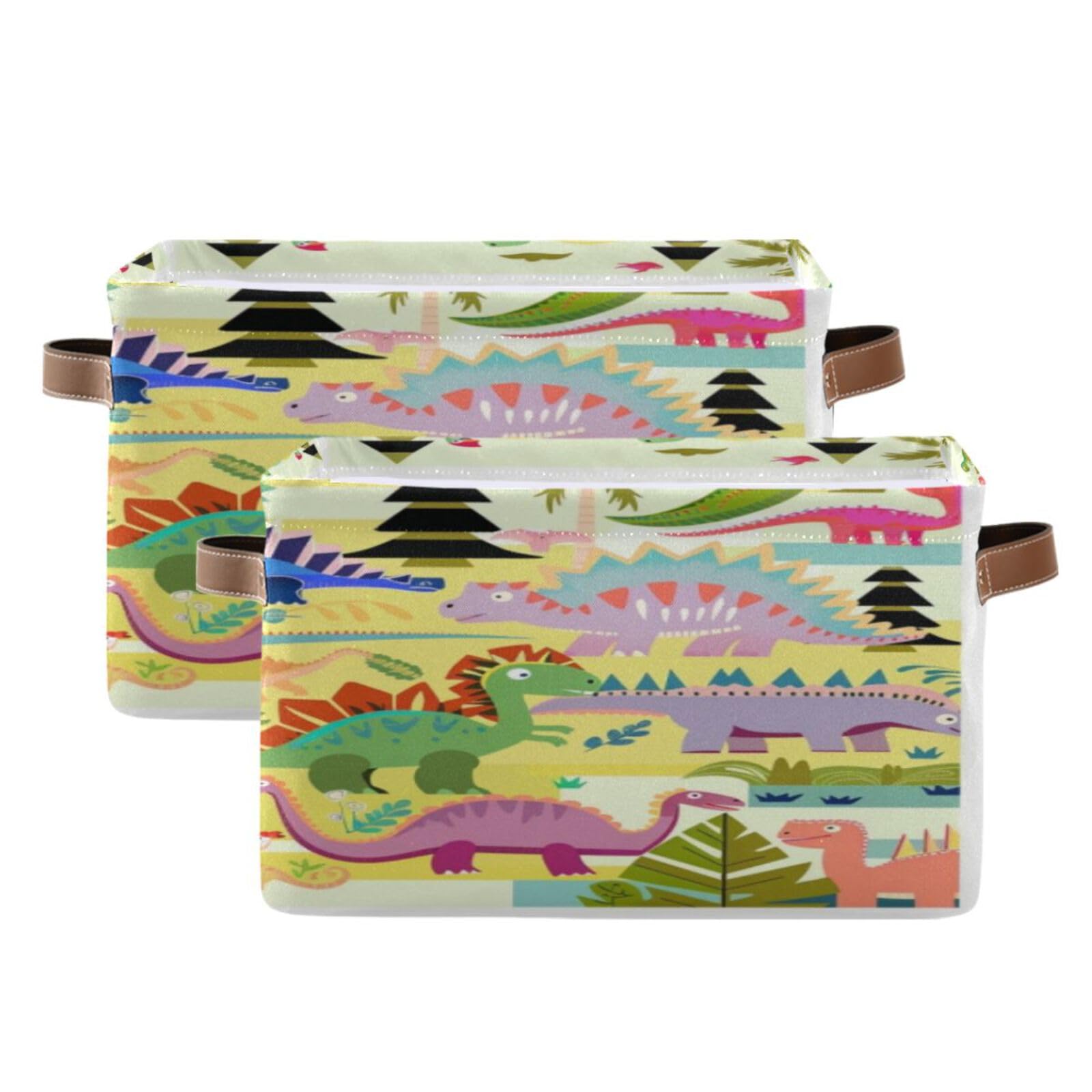 Large Fabric Storage Bins with Handles - Collapsible Decorative Baskets for Shelves, Closet Organizers | Perfect for Clothes, Toys, Home Storage & Kids' Dinosaur Toys | Space-Saving Solution for Bedroom, Nursery & Playroom Organization