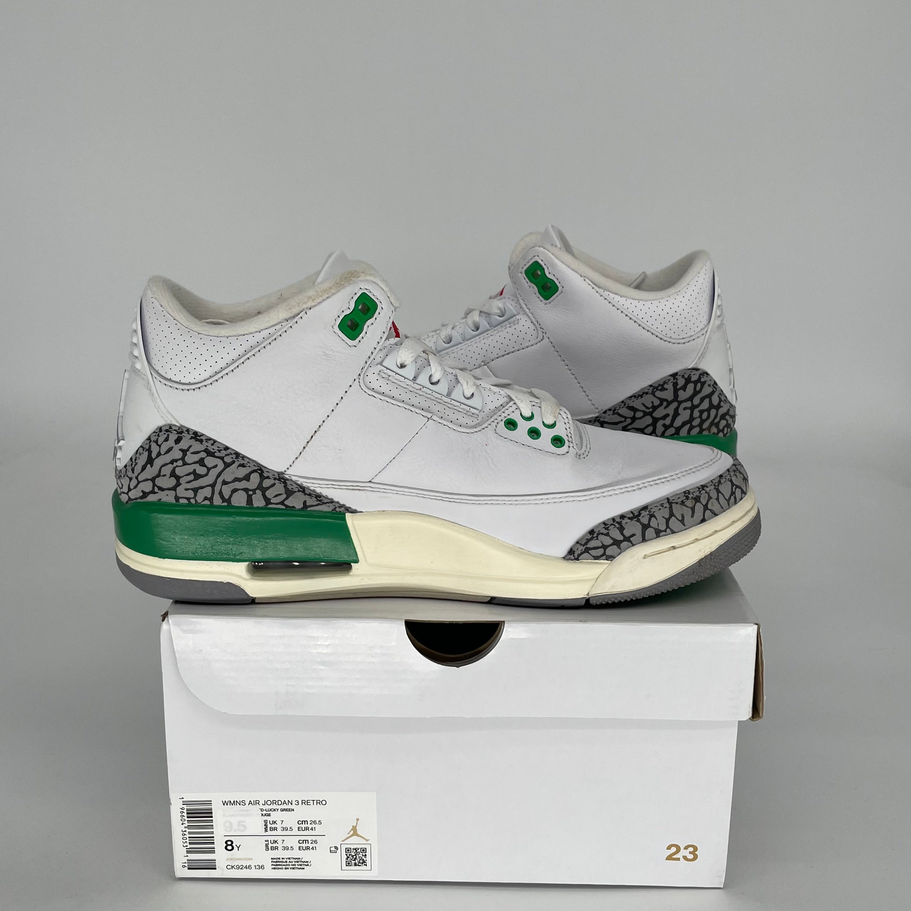 AIR JORDAN 3 Lucky Green Women's Sneakers Size 8/9.5W - Retro Basketball Shoes Style CK9246-136 | Perfect for Casual Wear, Gym & Street Fashion