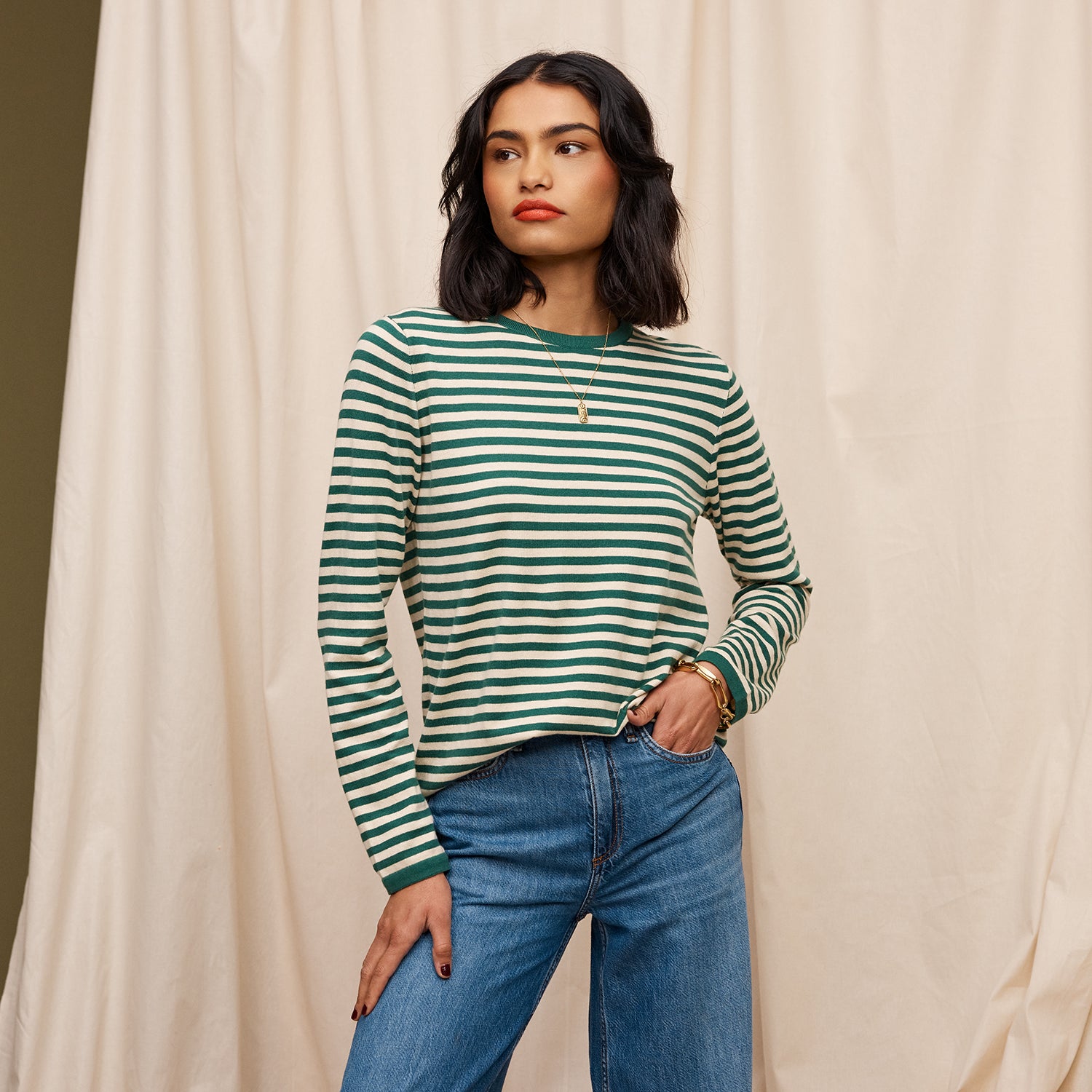 Pierre Women's Knit Top - Soft Forest Green Long Sleeve Shirt for Casual Wear & Layering | Office Outfits, Weekend Looks & Fall Fashion