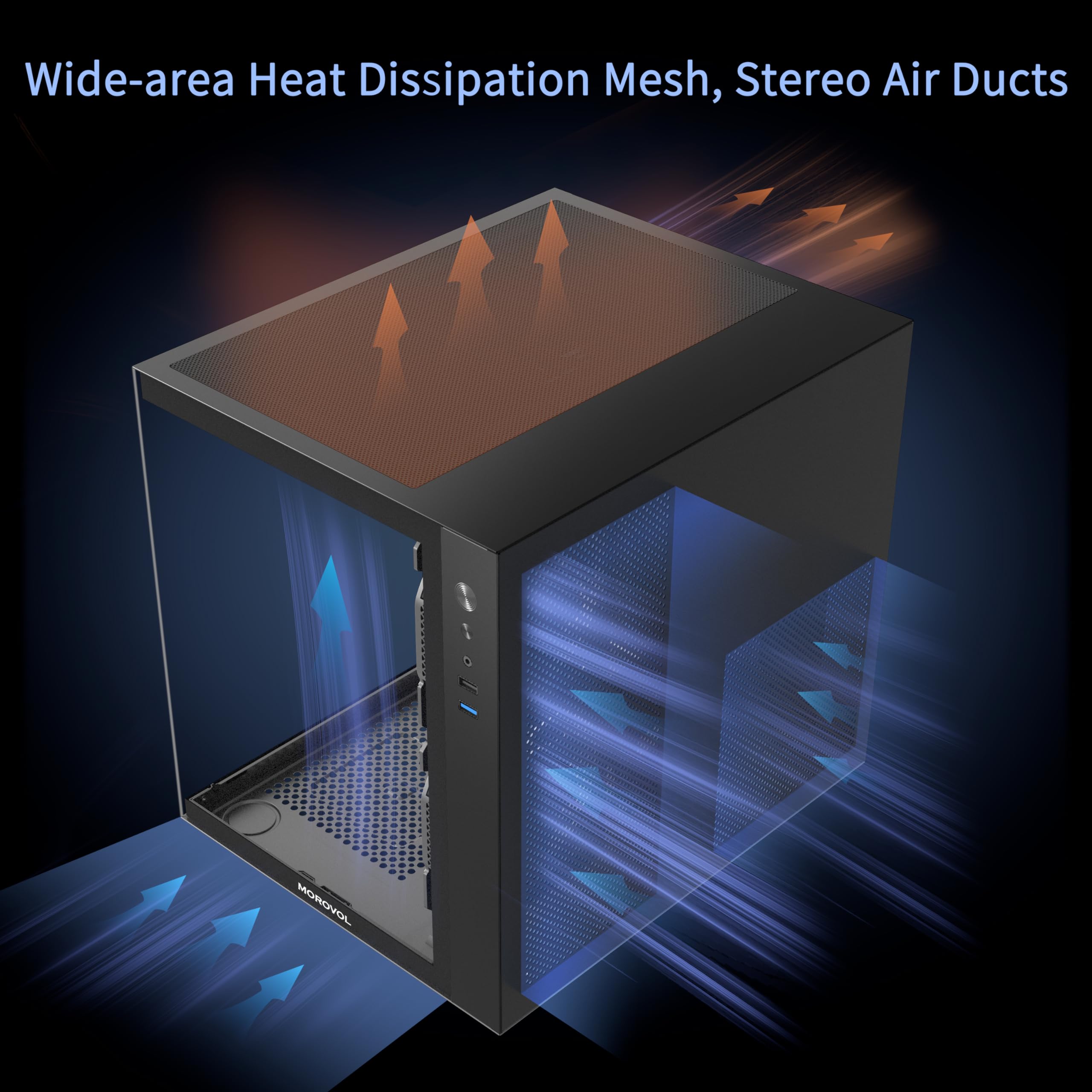 MATX PC Case - 270° Panoramic Tempered Glass Gaming Computer Case with 3 Pre-Installed RGB Fans, USB 3.0 Ports, Micro-ATX/Mini-ITX Compatible - Perfect for Gaming Rigs & Streaming Setups (Black V3)