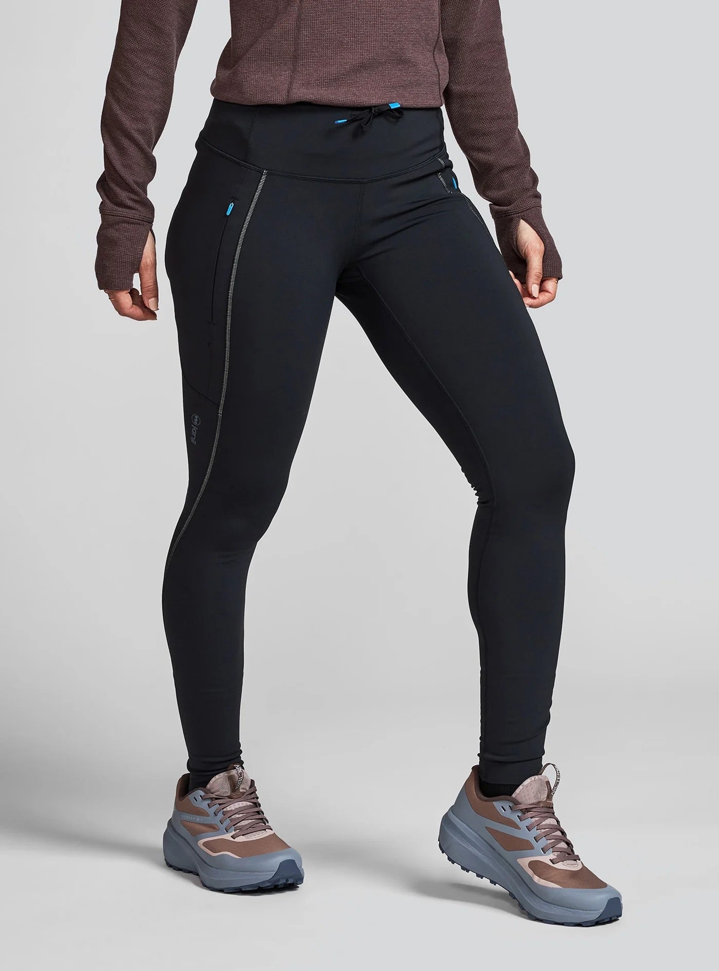 Women's Aurora Fleece Tight Leggings - High Waist Thermal Winter Running Pants for Yoga & Outdoor Activities (Midnight Blue)