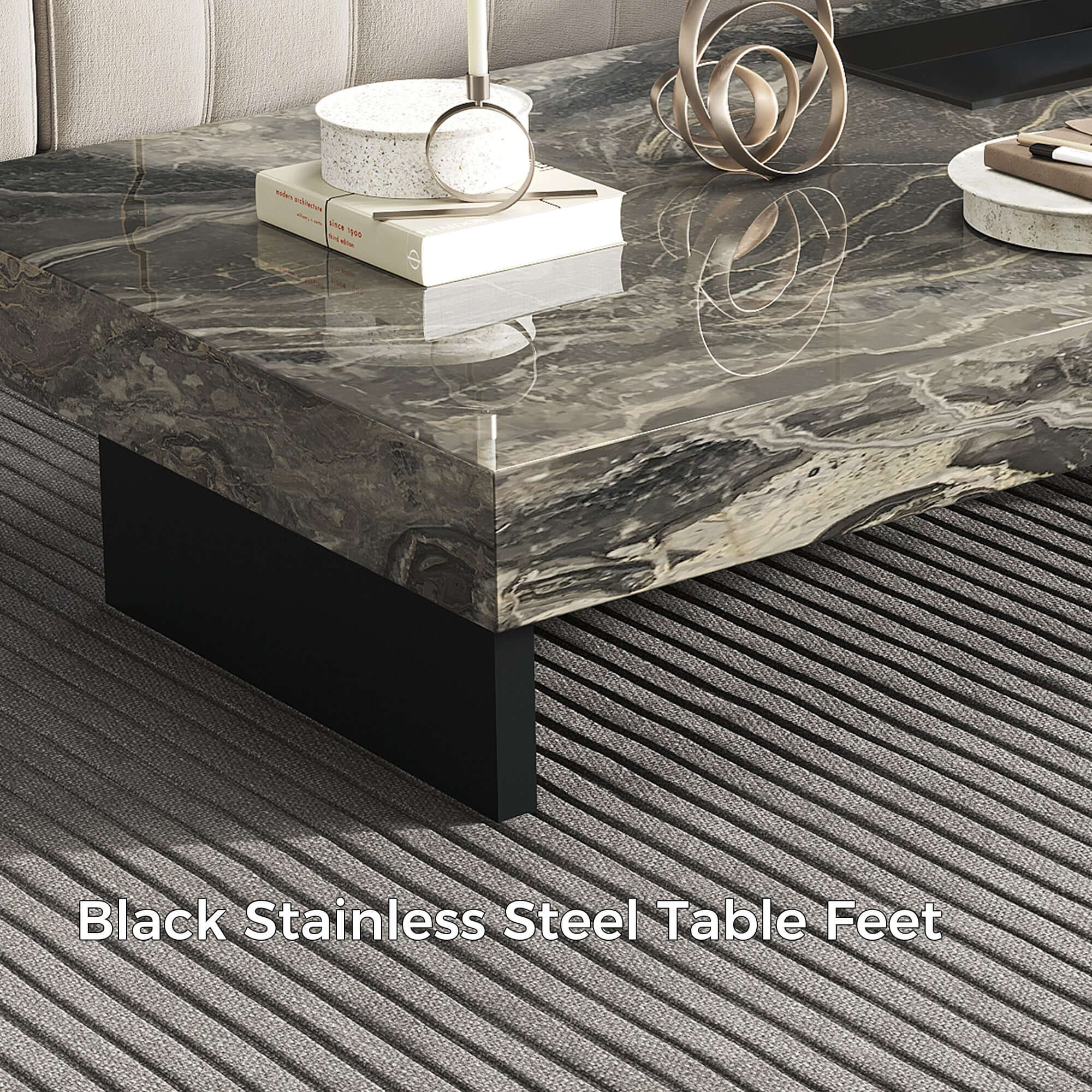 Modern Luxury Sintered Stone Rectangle Coffee Table - Minimalist Living Room Centerpiece for Home Decor & Entertaining