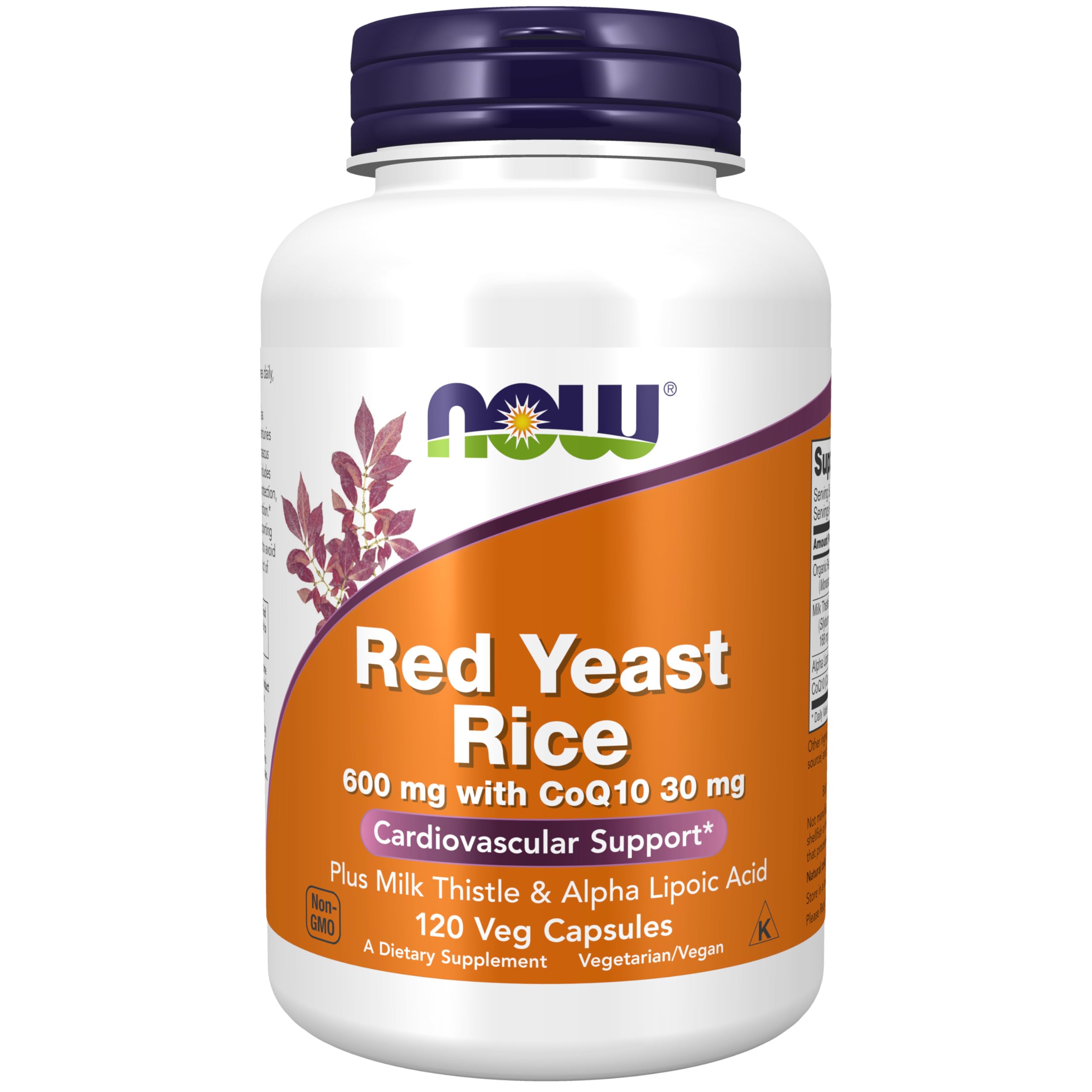 NOW Foods Red Yeast Rice with CoQ10 Supplement - 120 Vegan Capsules with Milk Thistle & Alpha Lipoic Acid for Heart Health & Cholesterol Support | Dietary Supplement for Adults